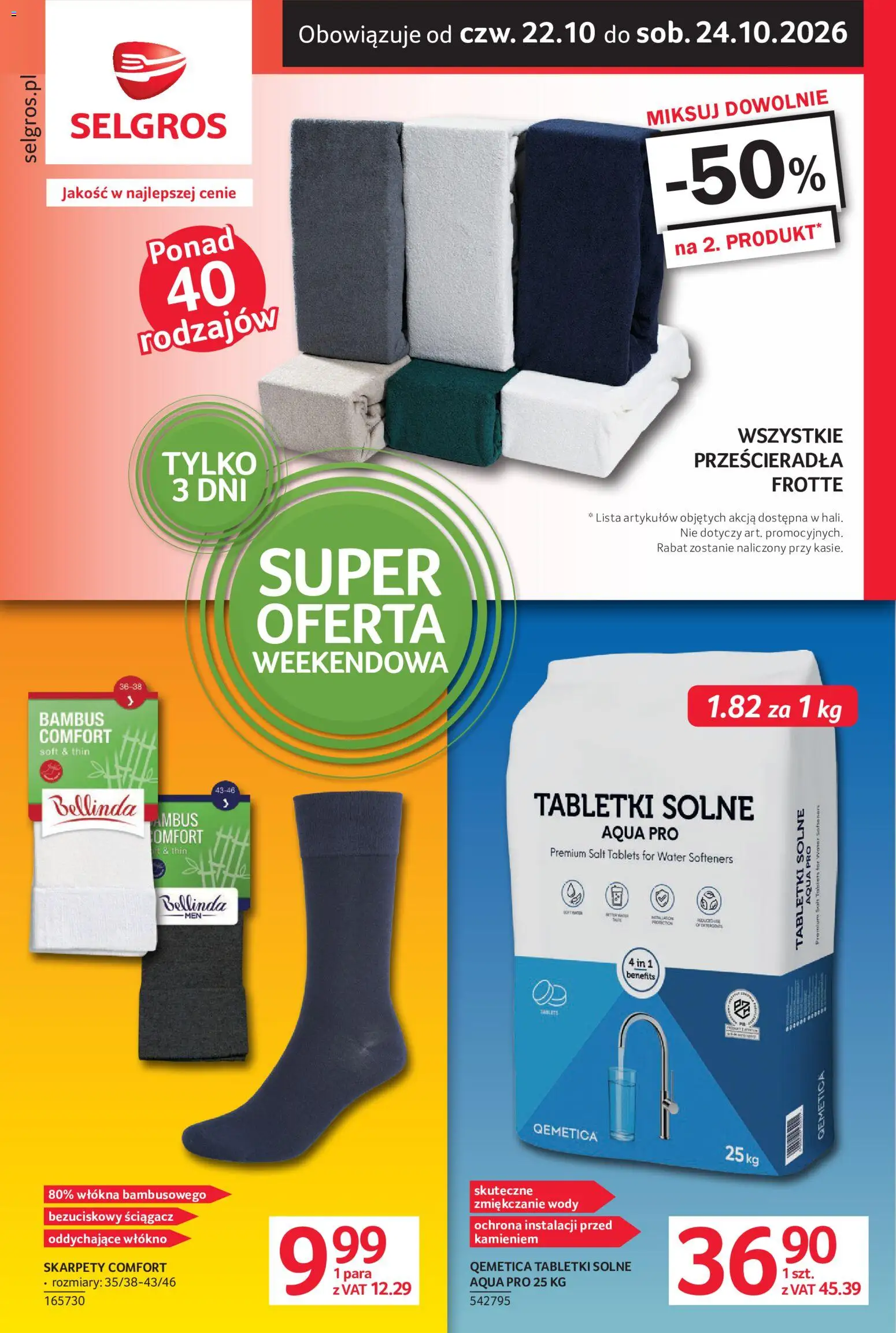 Selgros cash&carry gazetka - Oferta weekendowa od 22.10.2026 | Strona: 1 | Produkty: Skarpety, Przescieradla