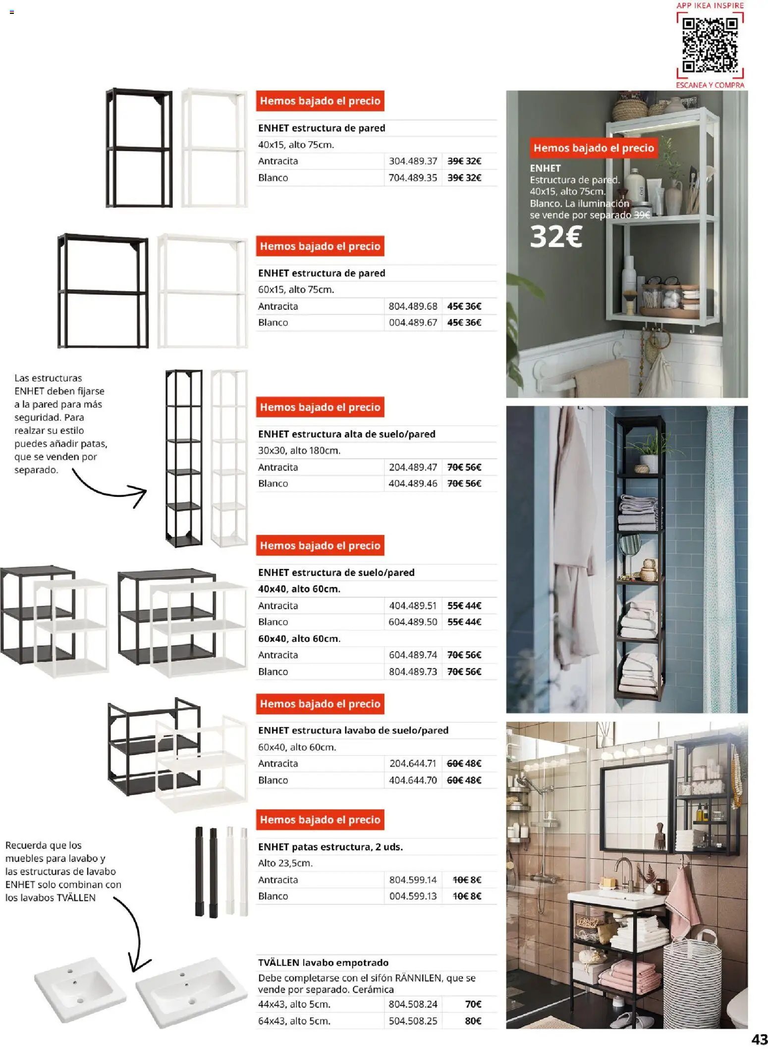 Catálogo IKEA Baños │ válido desde el 01/02/2026 | Página: 43 | Productos: Muebles, Iluminación, Lavabo