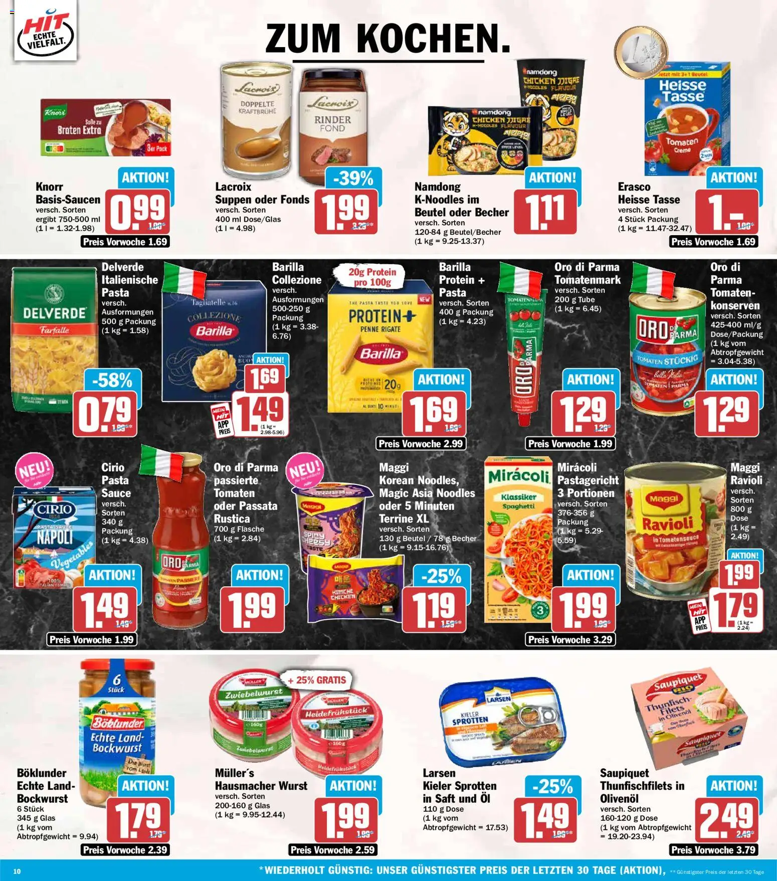 HIT Prospekt – gültig ab 03.08.2026 | Seite: 10 | Produkte: Barilla, Olivenol, Oro di parma, Saft