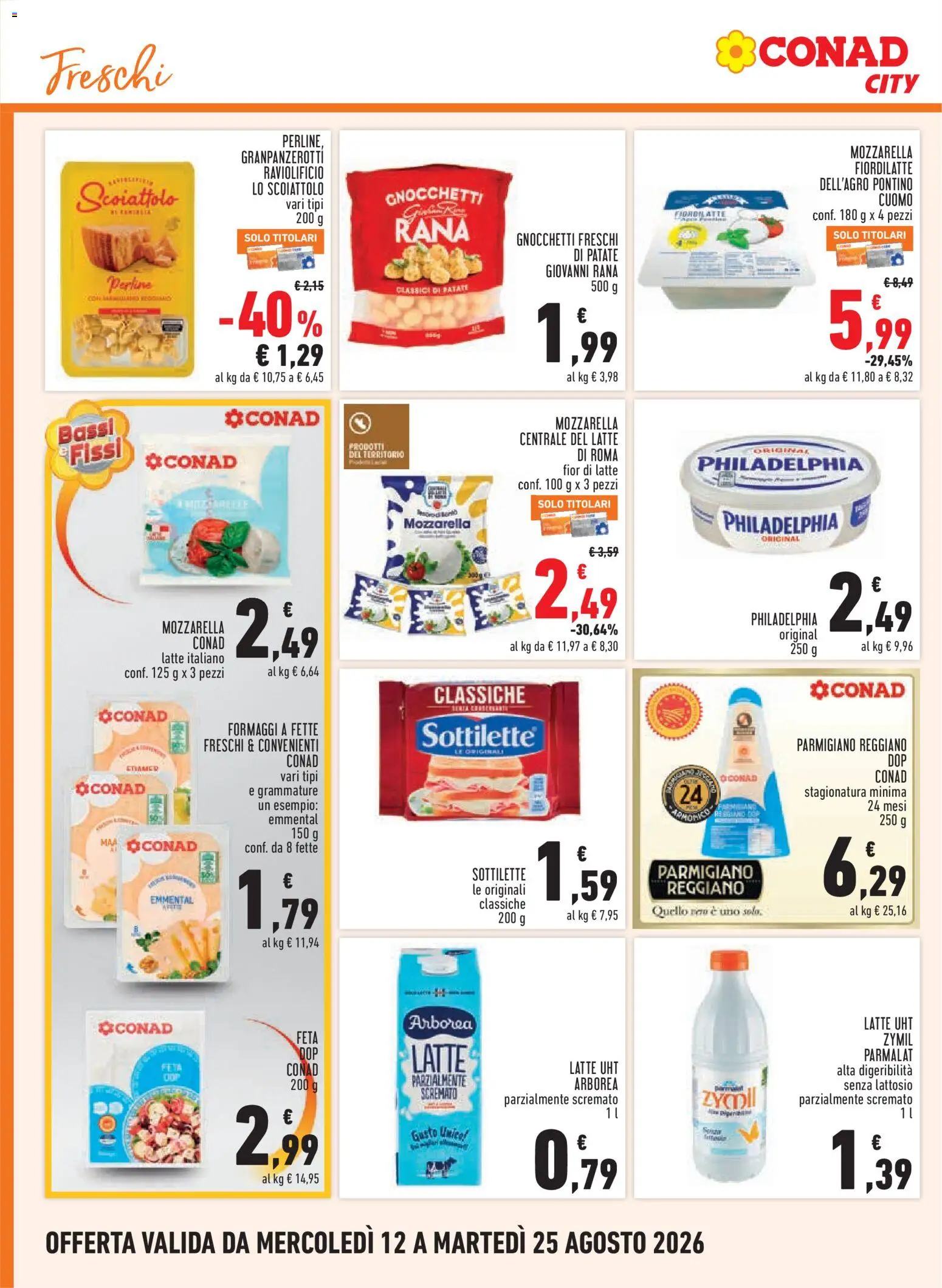 Volantino Conad del 12/08/2026 | Pagina: 6 | Prodotti: Patate, Feta, Parmigiano, Gnocchetti