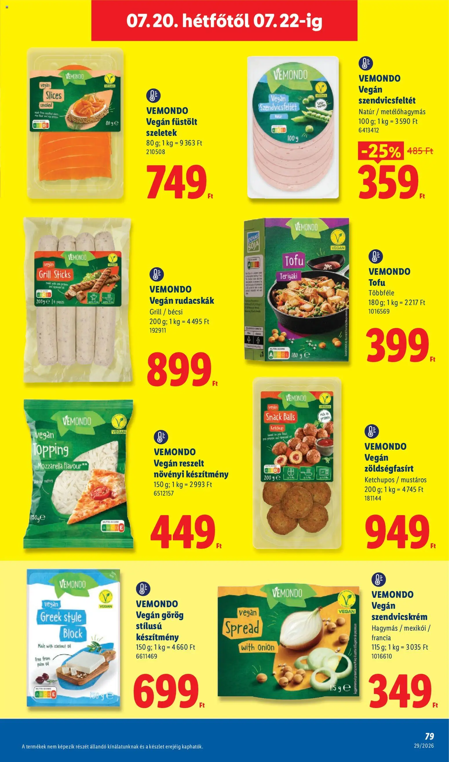Lidl akciós ujság - amely érvényes a következő dátumtól: 2026.07.16. | Oldal: 79 | Termékek: Tofu, Ketchup, Vegán, Free From