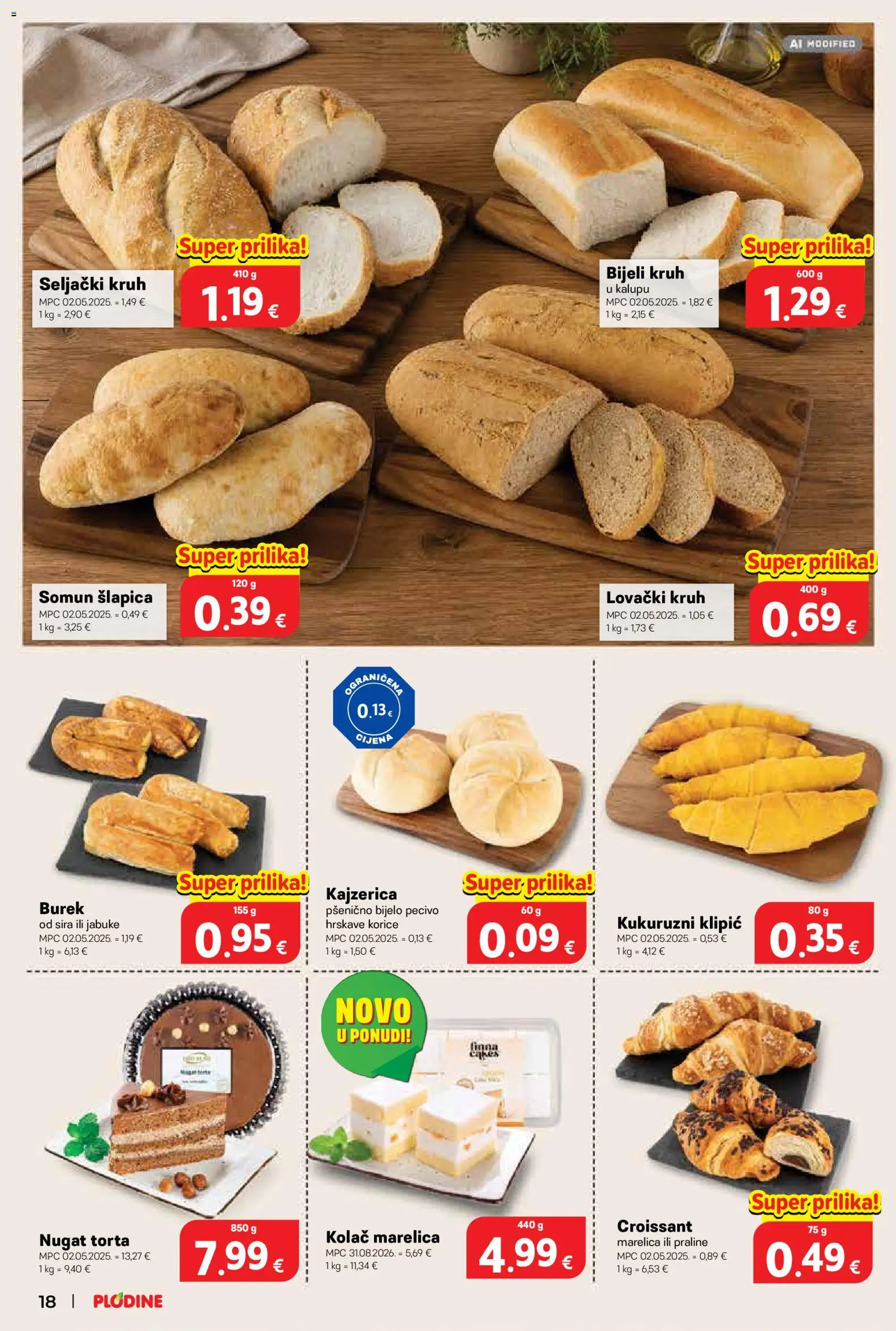 Plodine katalog | vrijedi od 02.09.2026 | Stranica: 18 | Proizvodi: Somun, Nugat, Kajzerica, Pecivo