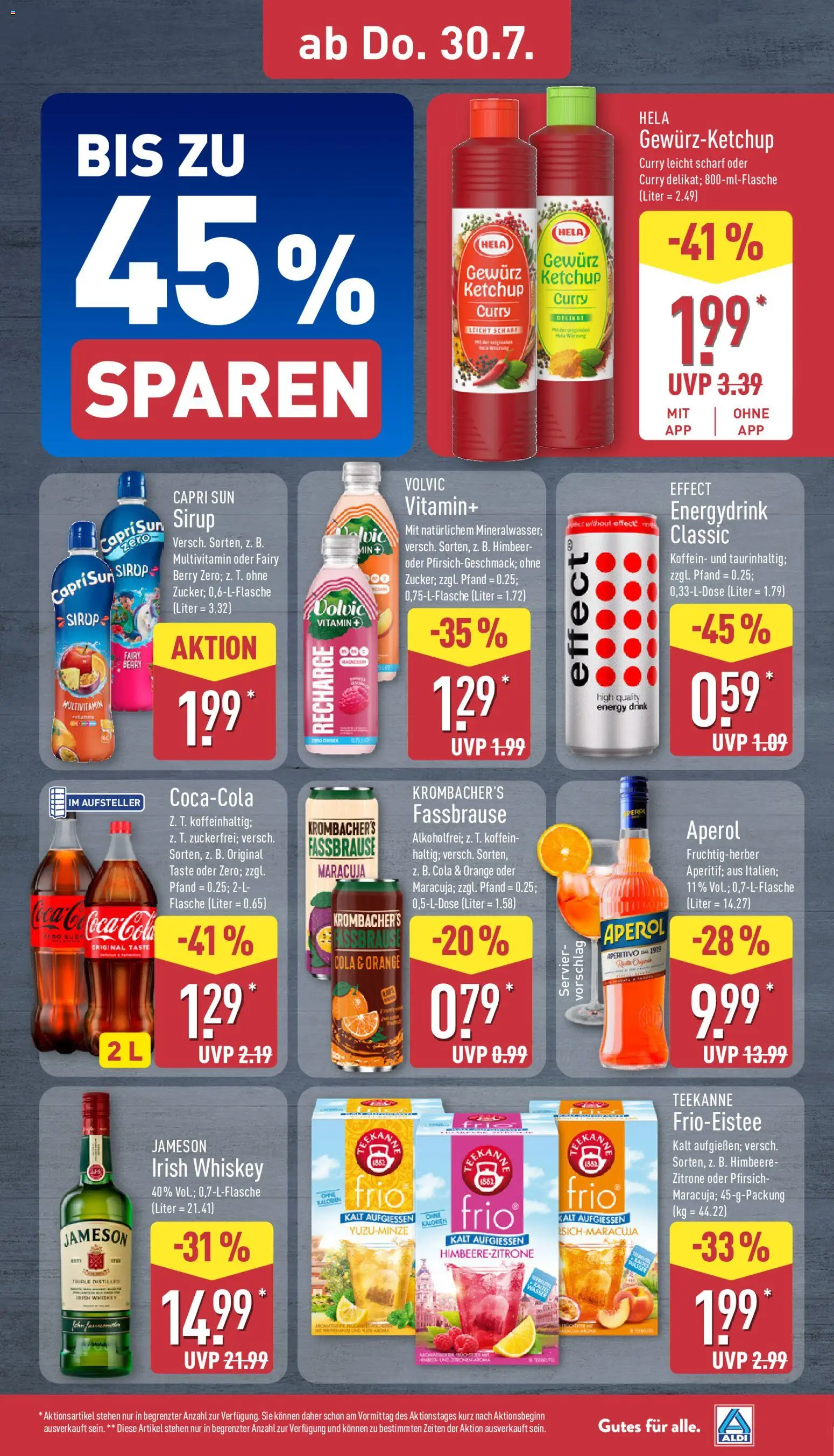 Aldi Prospekt – gültig ab 27.07.2026 | Seite: 37 | Produkte: Energy, Fassbrause, Volvic, Whiskey