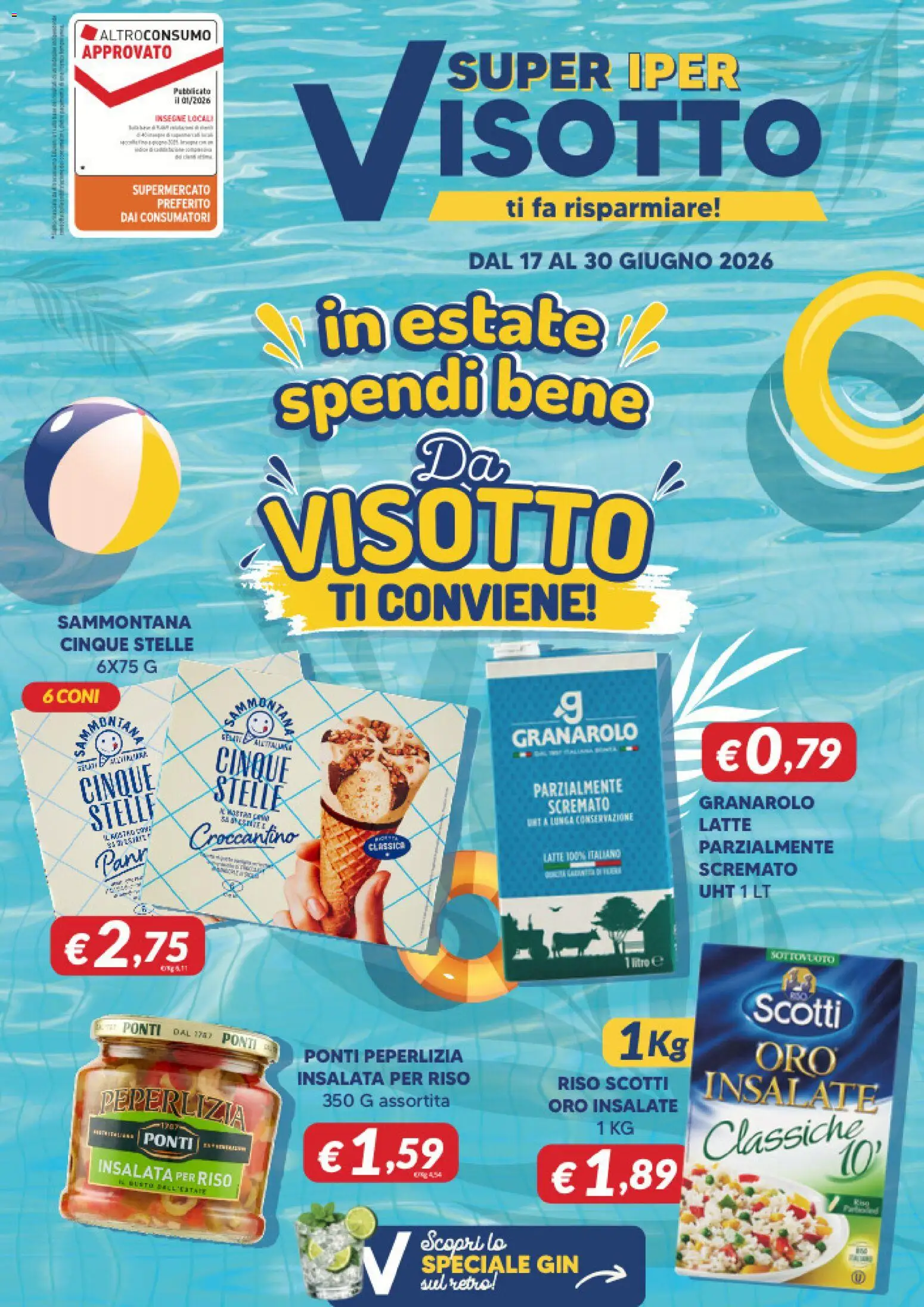 Volantino Visotto del 17.06.2026 | Pagina: 1 | Prodotti: Riso, Gin, Insalata, Latte