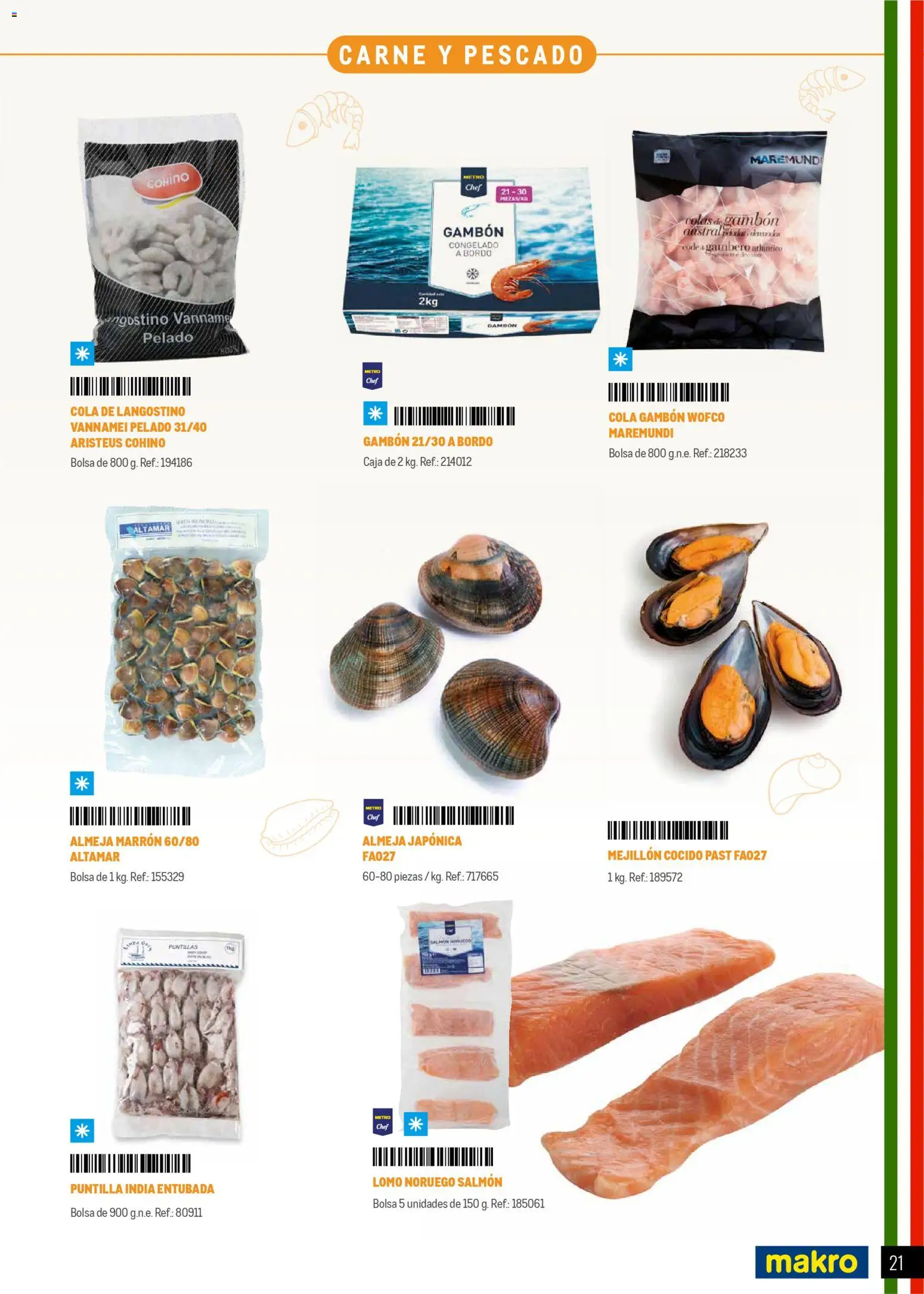 Makro Restaurantes italianos Norte │ válido desde el 27.03.2026 | Página: 21 | Productos: Pescado, Bolsa, Caja, Langostino