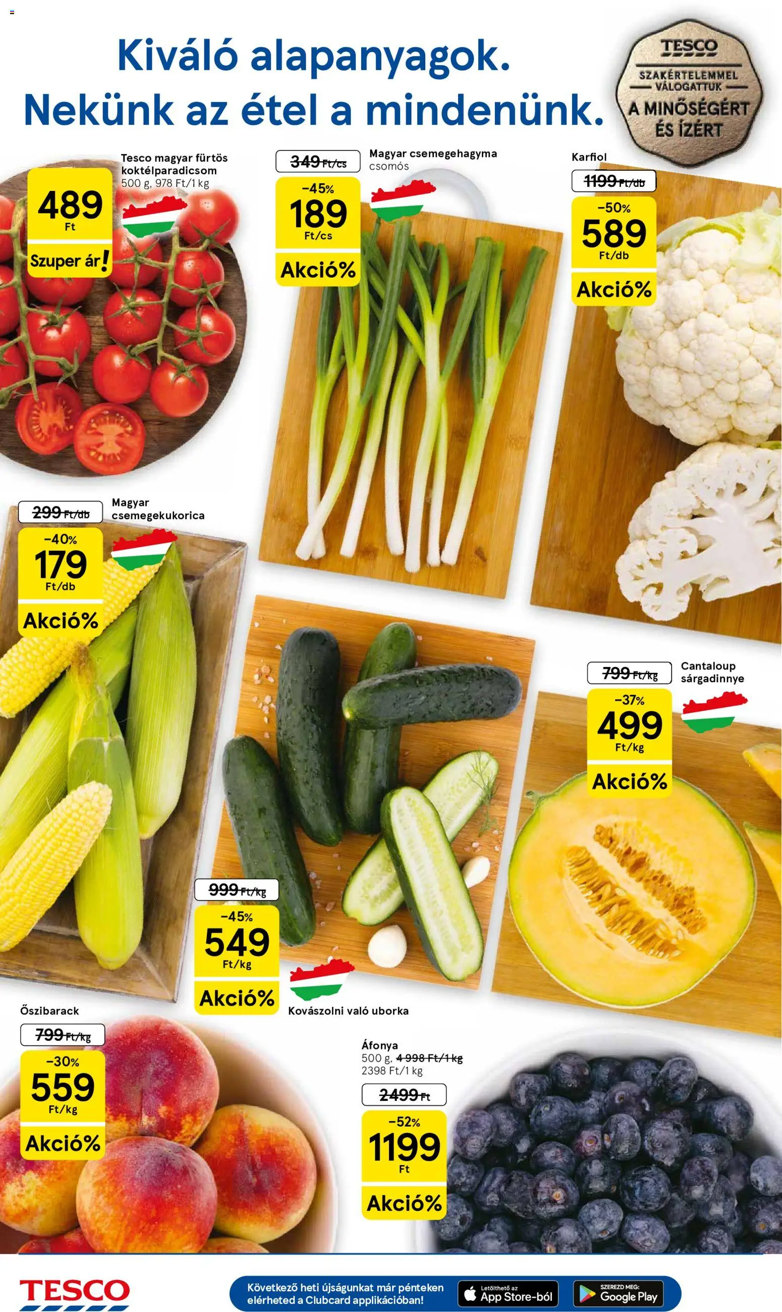 Tesco akciós ujság - amely érvényes a következő dátumtól: 2026.08.06. | Oldal: 2 | Termékek: Őszibarack, Csemegekukorica, Koktélparadicsom, Sárgadinnye