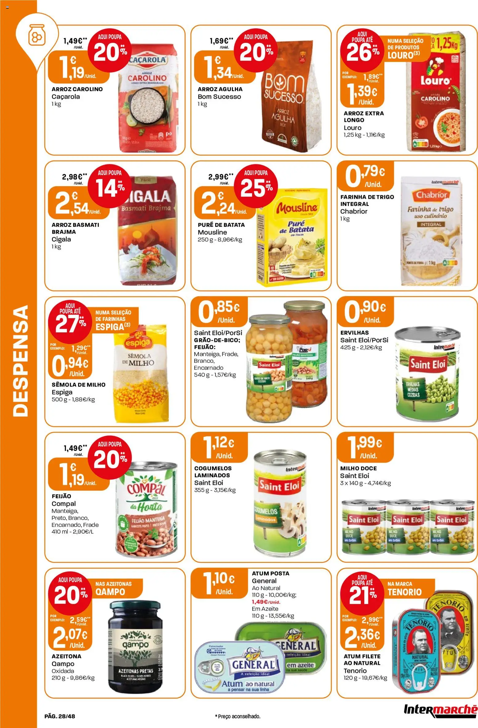 Intermarché folheto │ válido de 02/07/2026 | Página: 28 | Produtos: Batata, Azeitonas, Louro, Arroz
