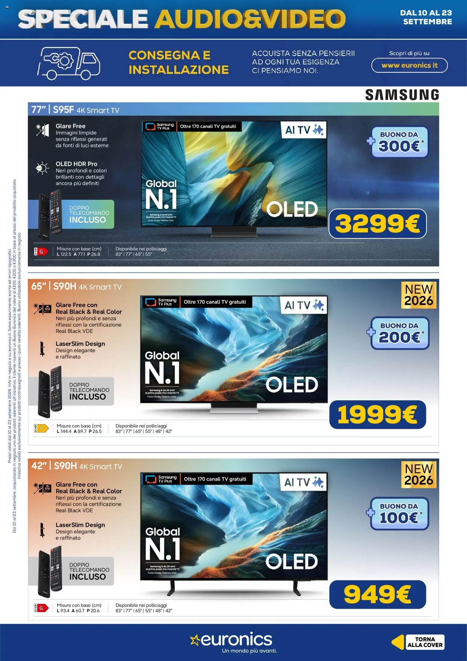 Volantino Euronics del 10/09/2026 | Pagina: 7 | Prodotti: Telecomando, smart TV, TV, Samsung