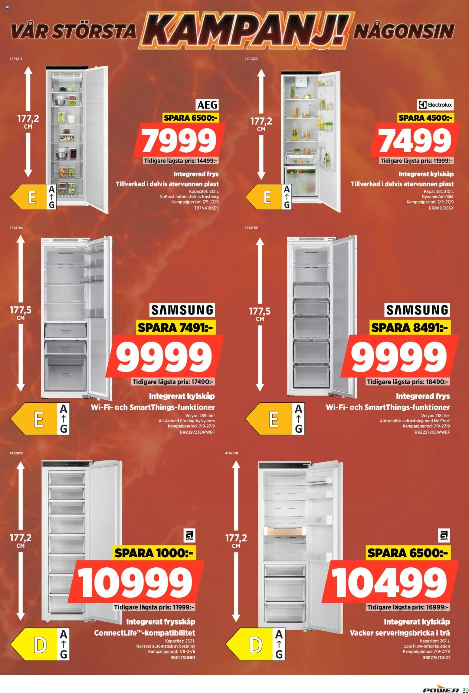 Power reklamblad aktuell från 07/09/2026 | Sida: 39 | Produkter: Wifi, Kylskåp, Frys