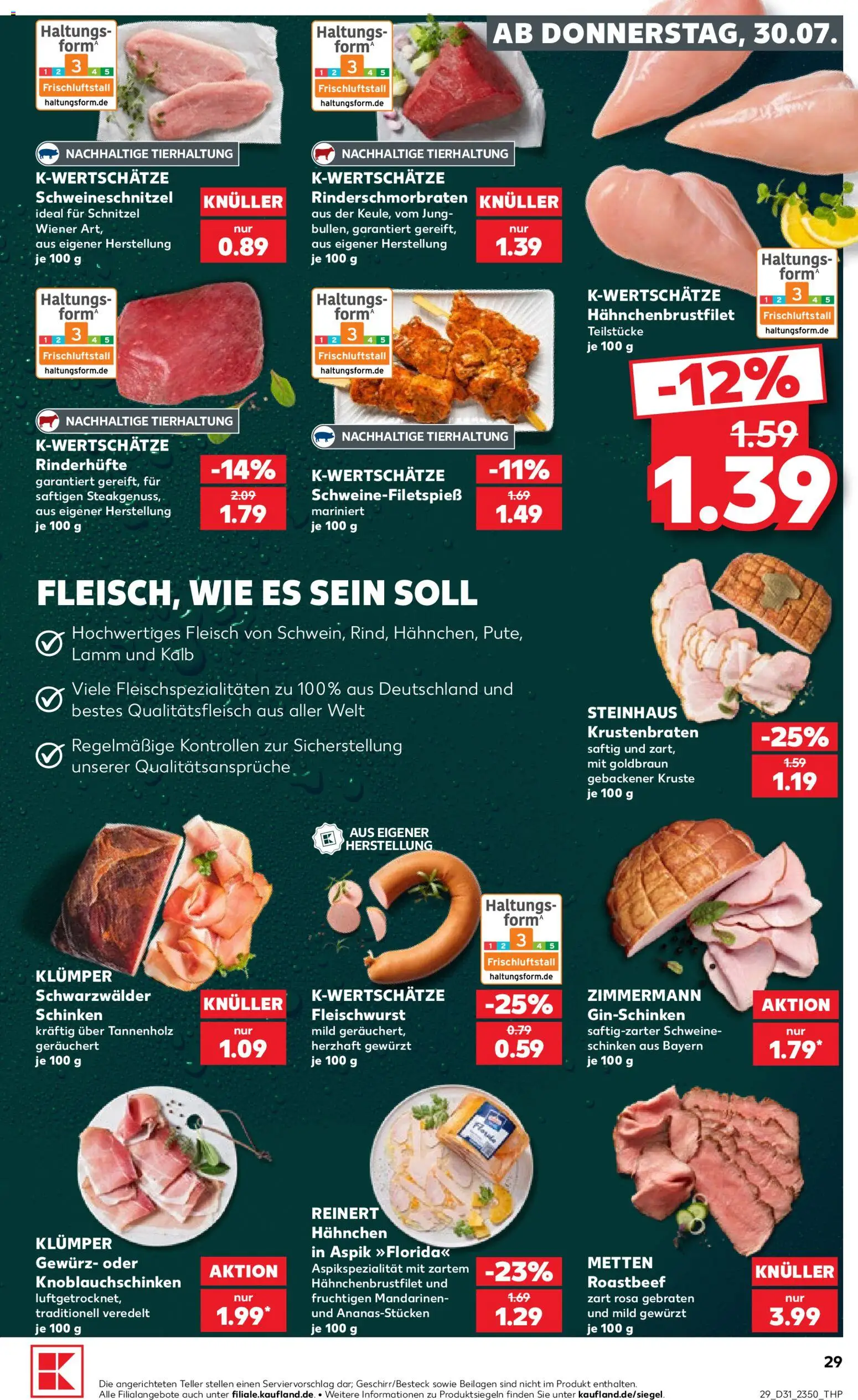 Kaufland Prospekt Völklingen – gültig ab 30.07.2026 | Seite: 29 | Produkte: Mandarinen, Schnitzel, Roastbeef, Fleisch