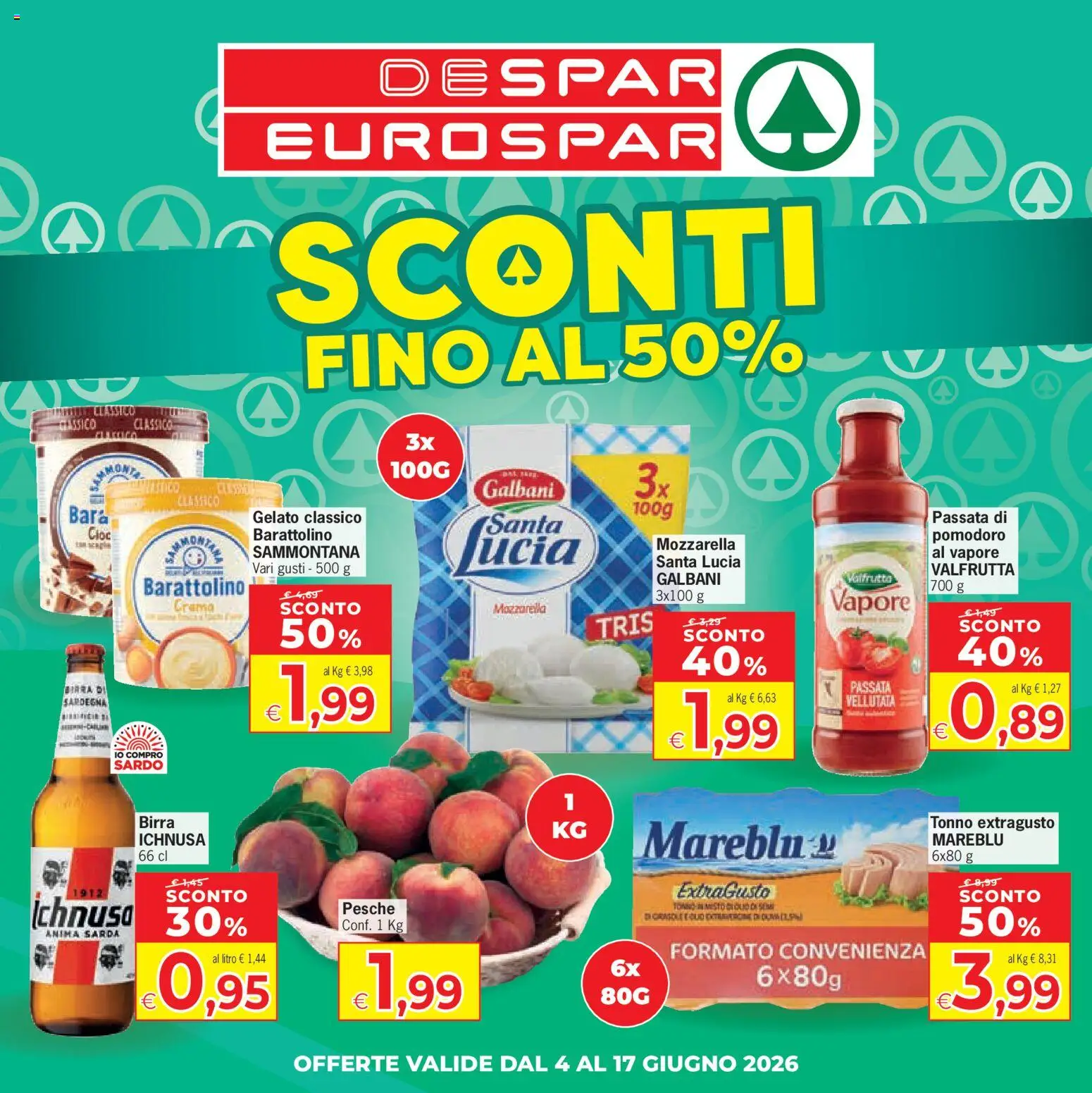 Volantino Despar del 04.06.2026 | Pagina: 1 | Prodotti: Crema, Birra, Gelato, Mozzarella