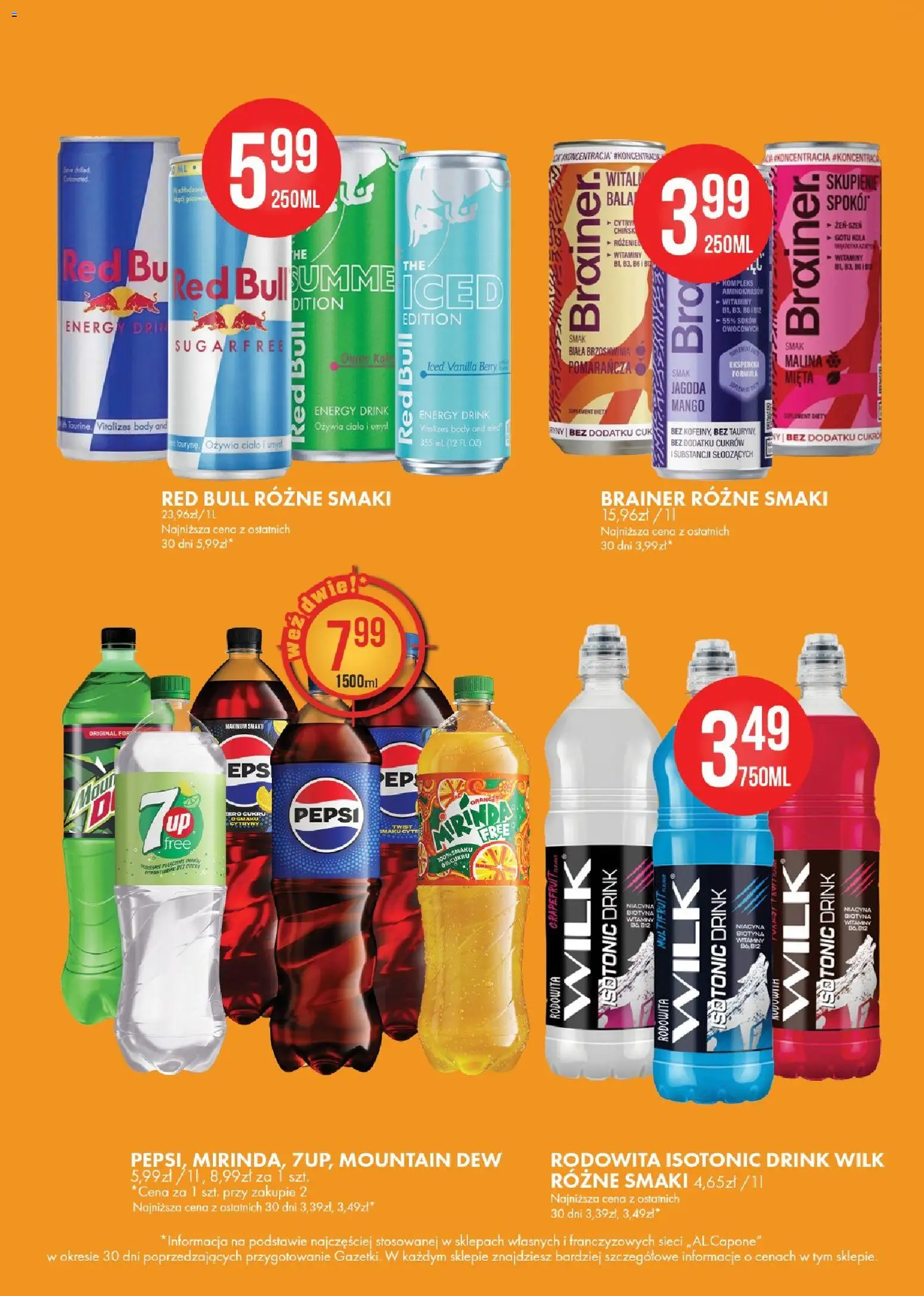 Al.Capone gazetka od 12.10.2026 | Strona: 33 | Produkty: Brzoskwinia, Malina, Red bull, Cytryny