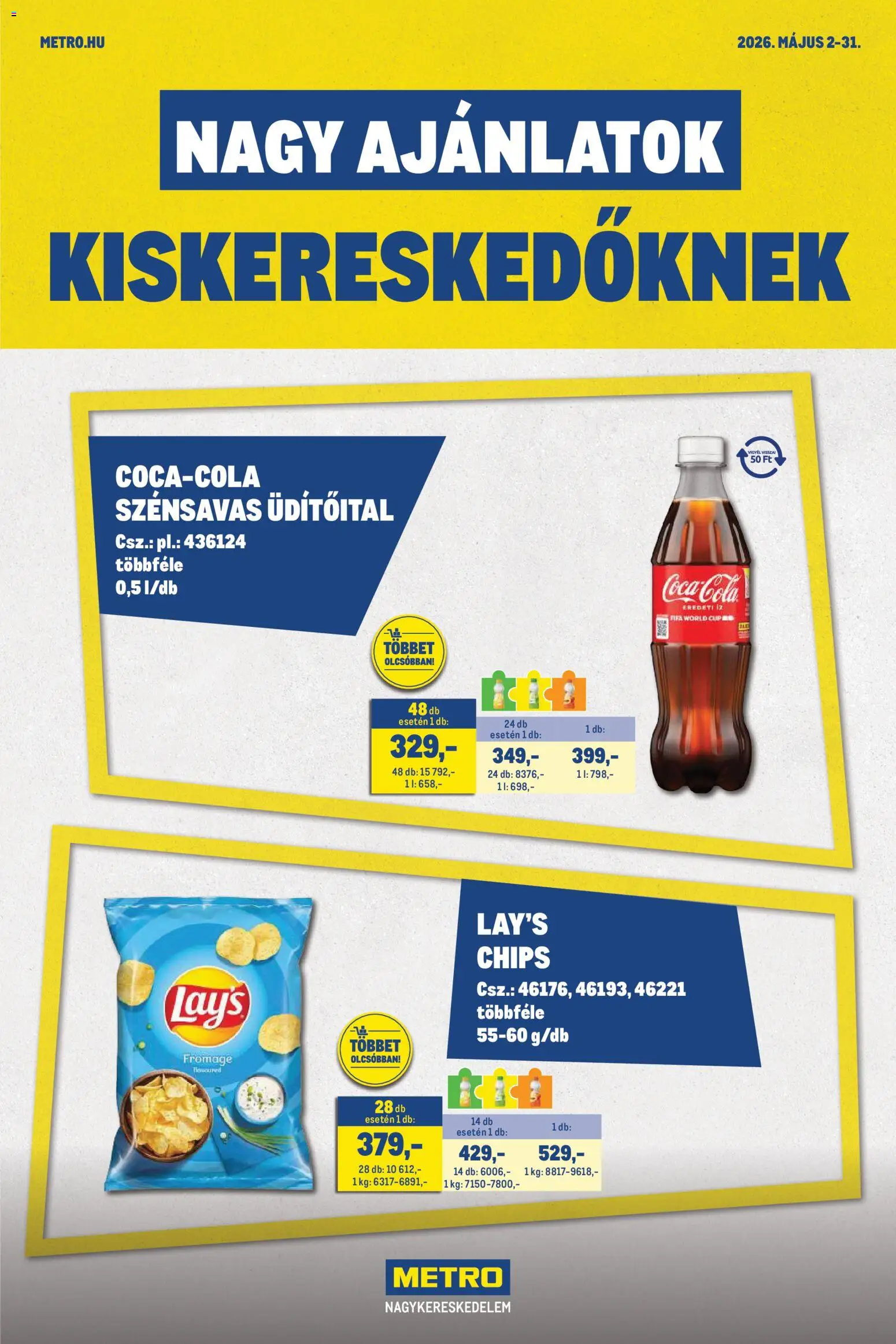 Metro akciós ujság - amely érvényes a következő dátumtól: 02.05.2026 | Oldal: 1 | Termékek: Chips