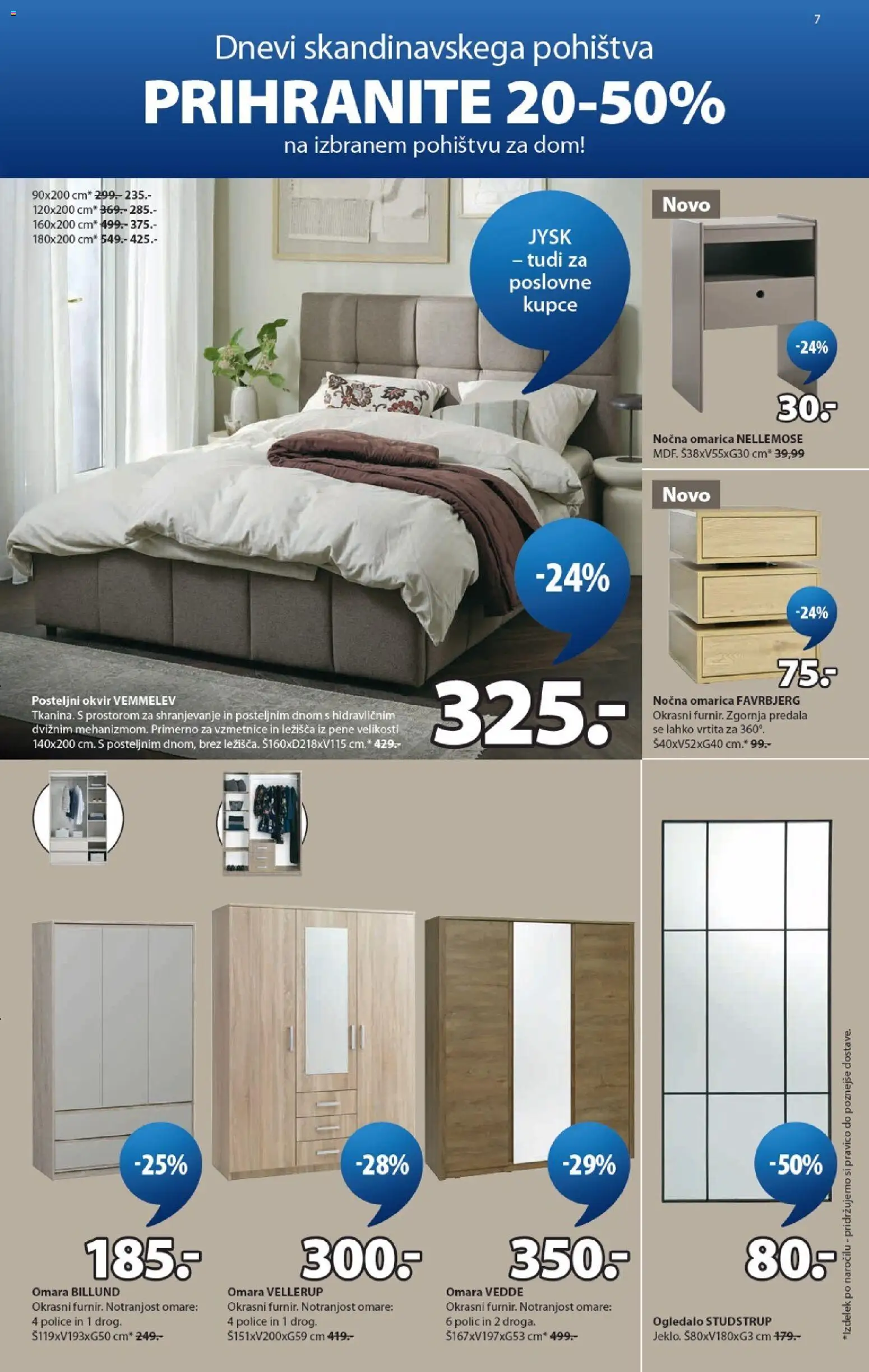 Novi JYSK katalog ponudbe – veljaven od 09.09.2026 | Stran: 7 | Izdelki: Okvir, Nocna omarica, Ogledalo, Omarica