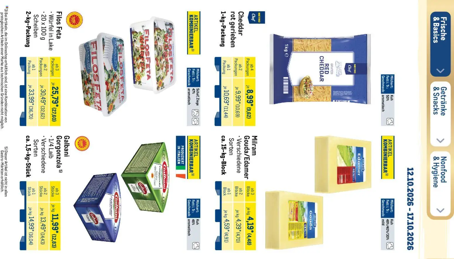 Metro Black Friday – gültig ab 12.10.2026 | Seite: 43 | Produkte: Feta, Gouda, Edamer, Milram