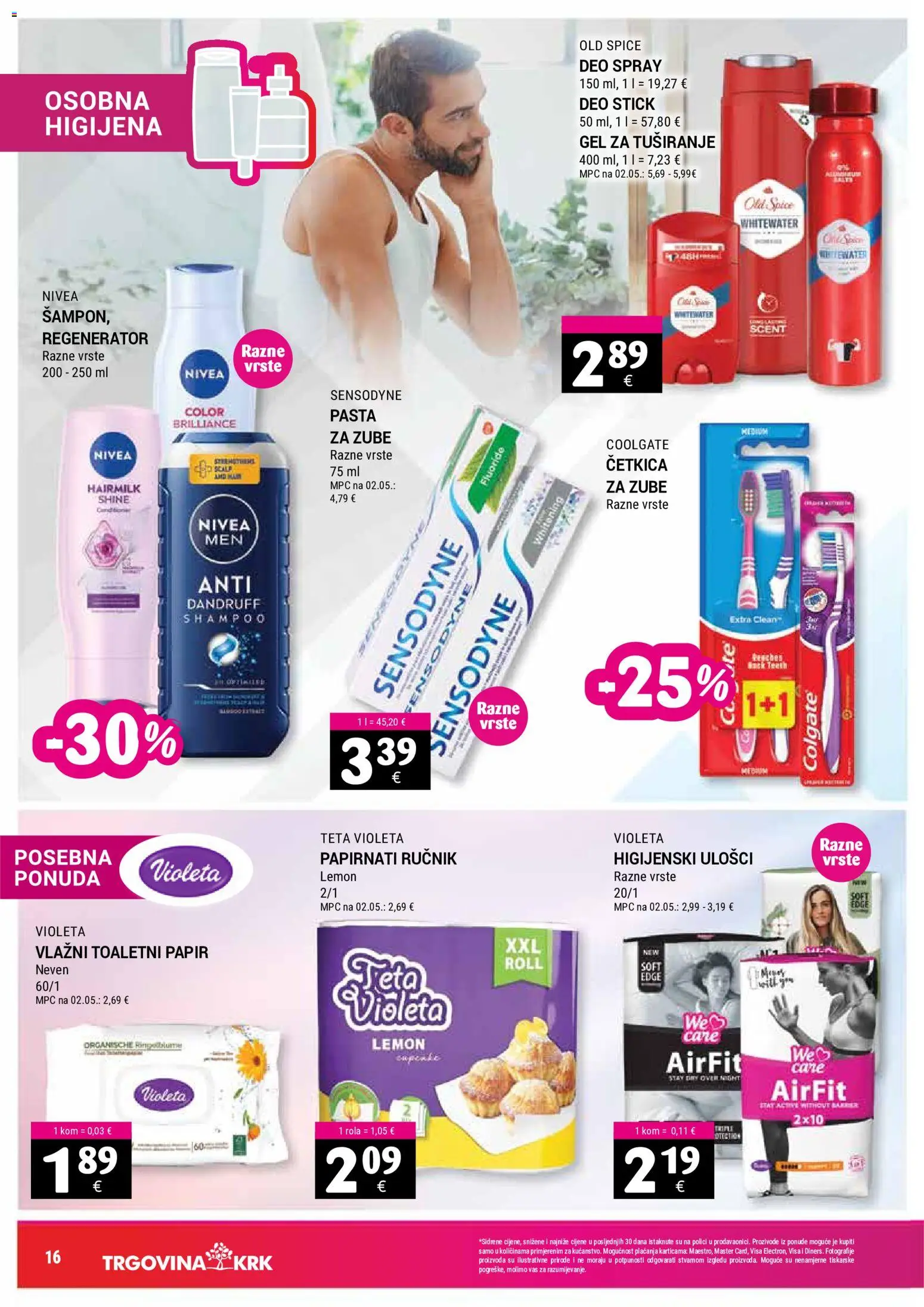 Trgovina Krk katalog | vrijedi od 16.09.2026 | Stranica: 16 | Proizvodi: Ručnik, Toaletni papir, Nivea, Old Spice