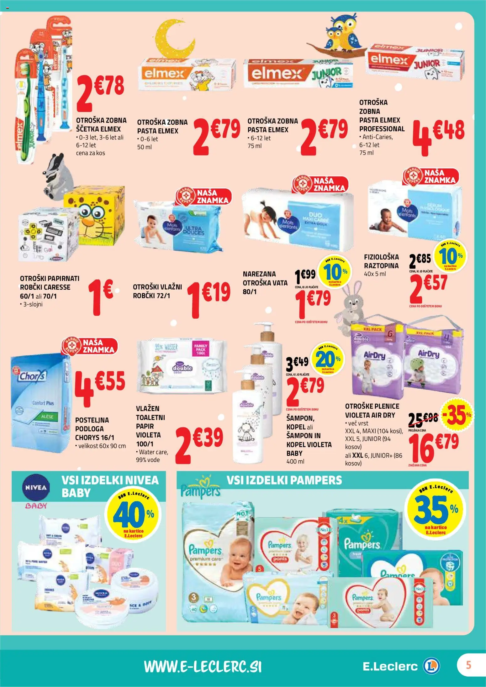 Novi E.leclerc katalog ponudbe – veljaven od 30.09.2026 | Stran: 5 | Izdelki: Kopel, Robčki, Sampon, Zobna scetka