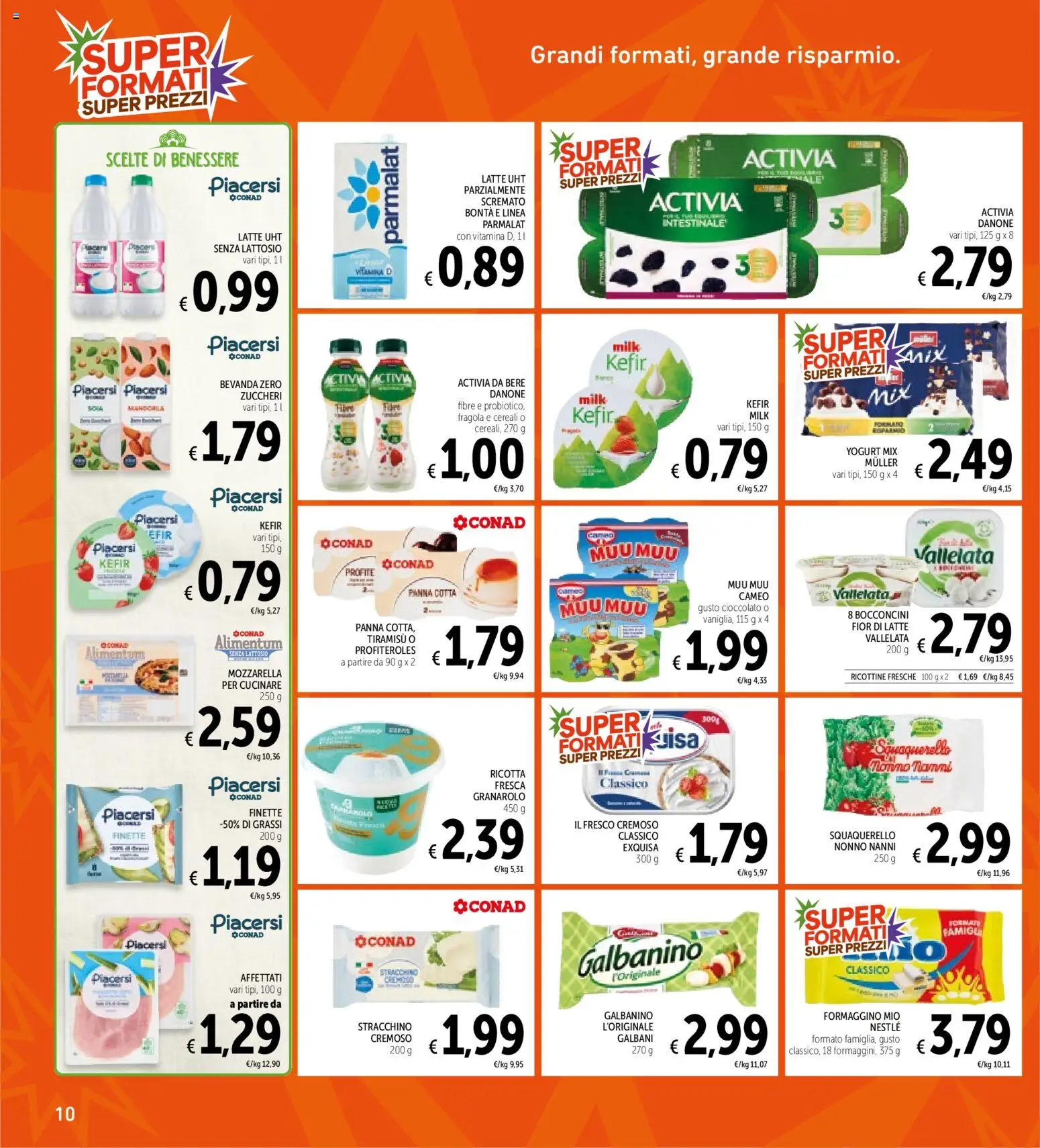 Volantino Spazio Conad del 14/07/2026 | Pagina: 10 | Prodotti: Yogurt, Cereali, Mozzarella, Stracchino