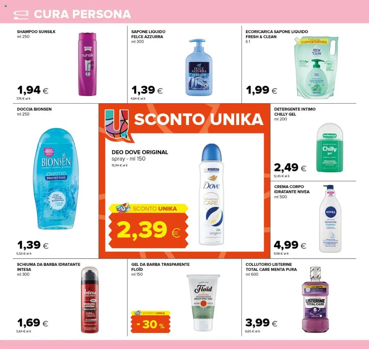 Volantino Oasi del 04/09/2026 | Pagina: 24 | Prodotti: Crema, Listerine, Menta, Doccia