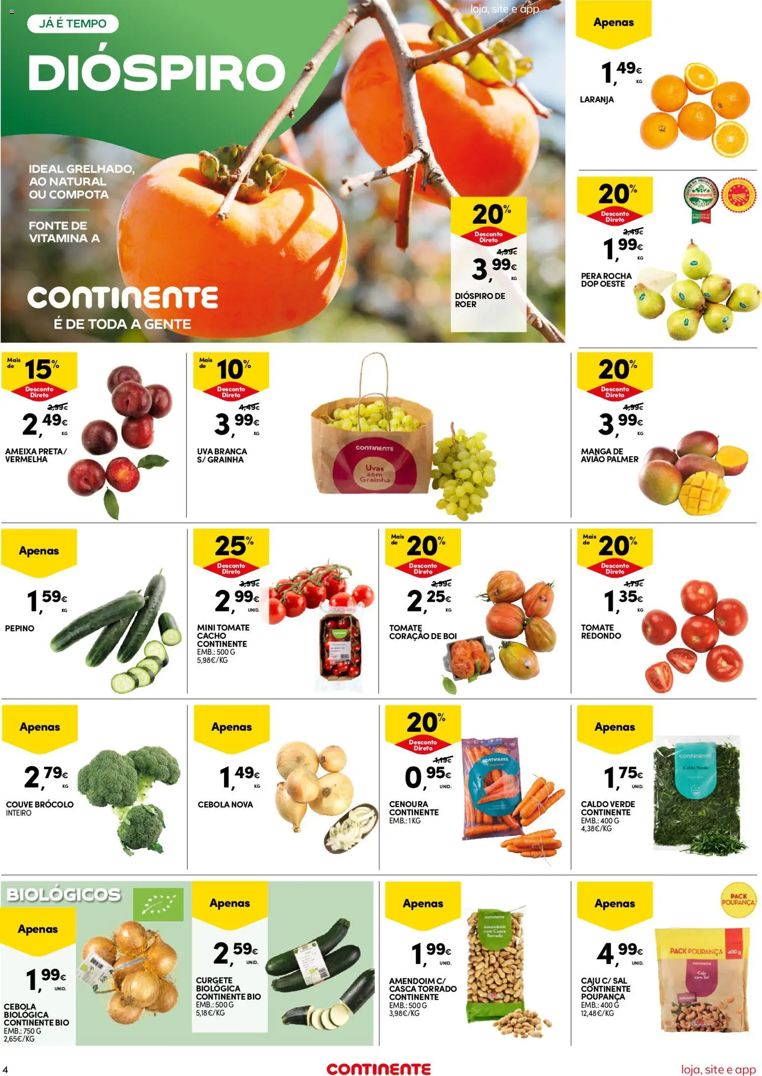 Continente folheto Bom Dia │ válido de 06/10/2026 | Página: 4 | Produtos: Tomate, Cenoura, Compota, Couve