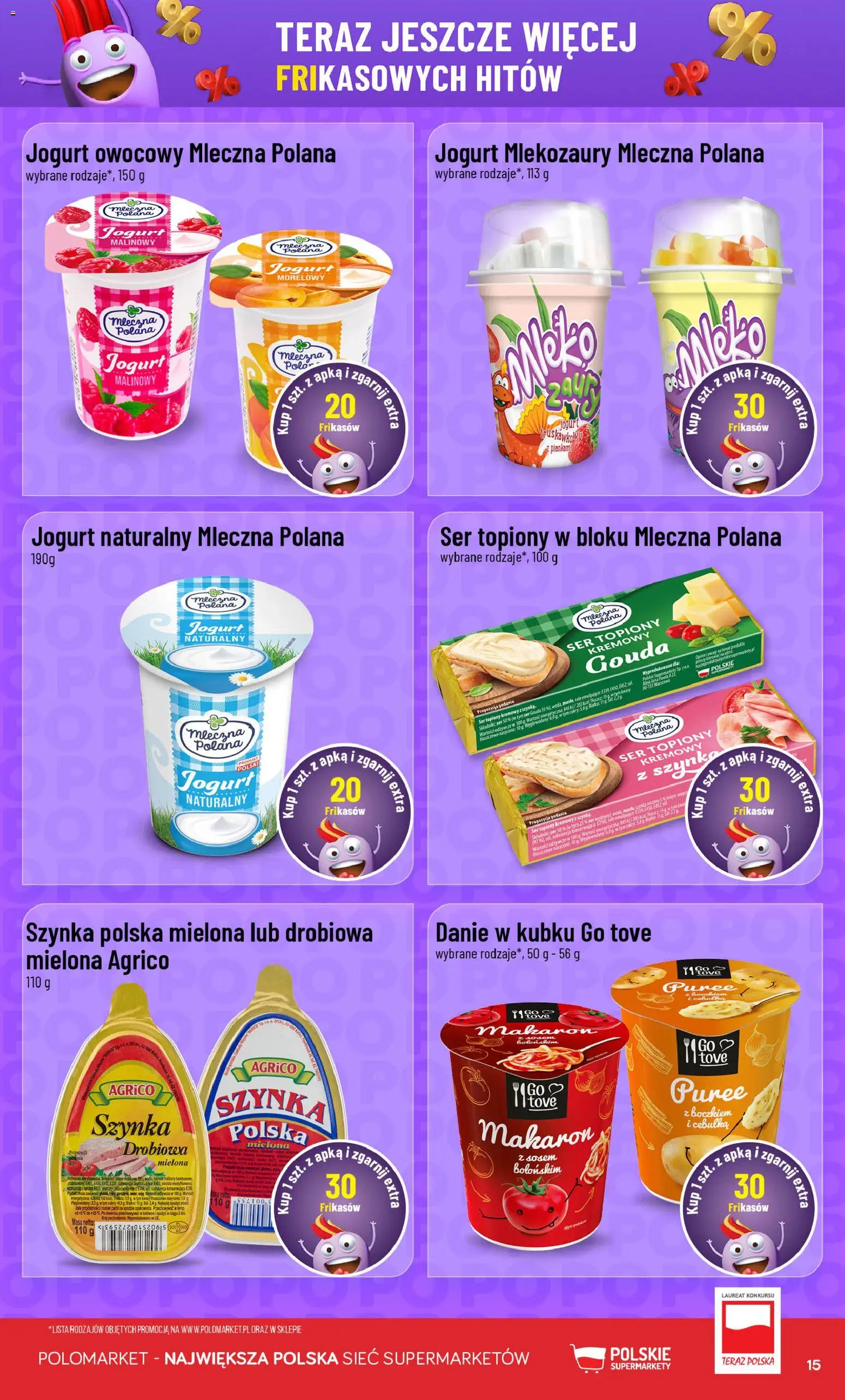 POLOmarket gazetka - Frikasowe Hity od 22.04.2026 | Strona: 15 | Produkty: Jogurt naturalny, Bułka, Jogurt, Makaron