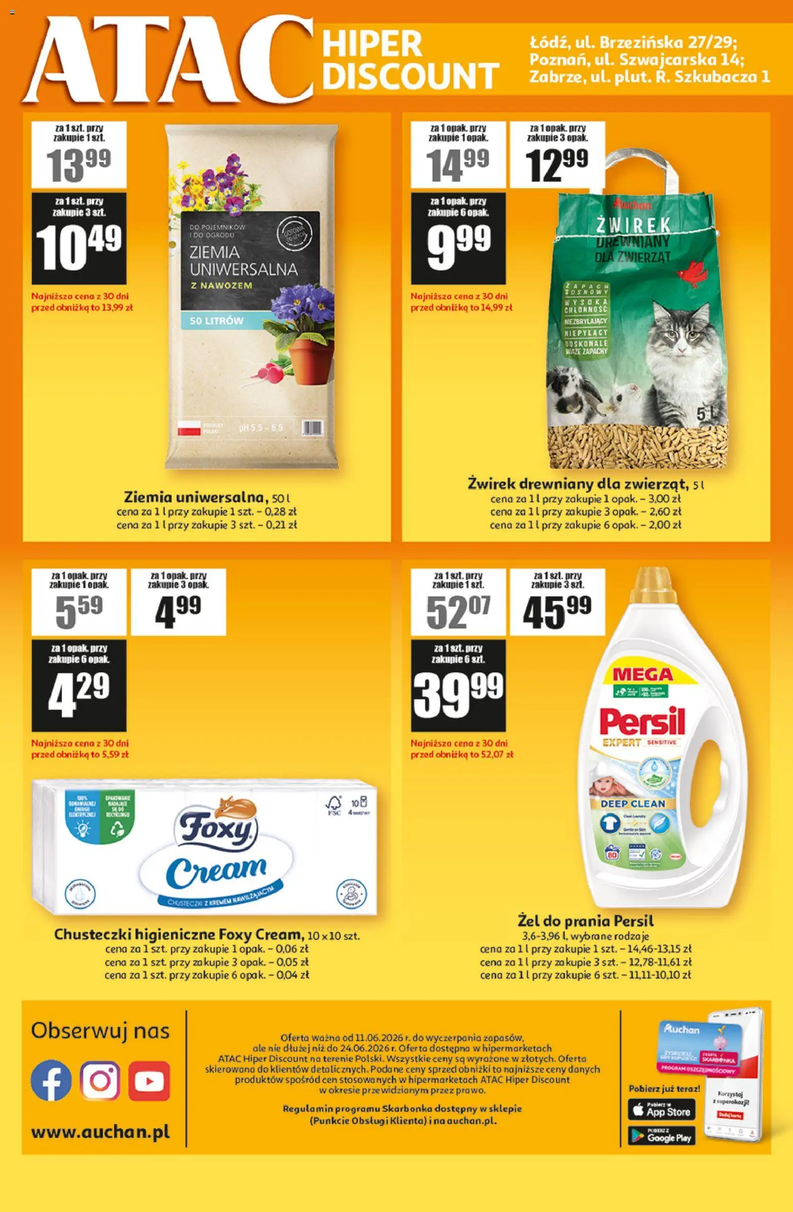 Auchan gazetka - ATAC Hiper Discount od 11.06.2026 | Strona: 4 | Produkty: Persil, Chusteczki higieniczne, Ziemia, Żel do prania persil