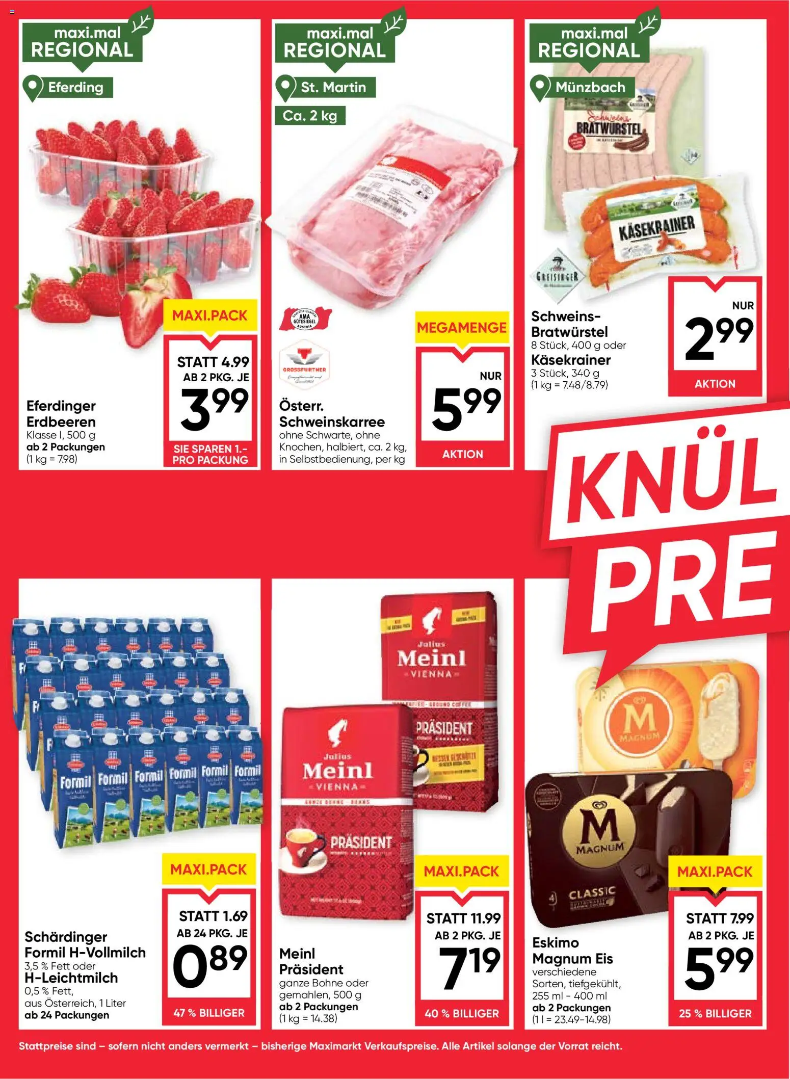 Maximarkt Flugblatt gültig ab 21.05.2026 | Seite: 2 | Produkte: Erdbeeren, Eis