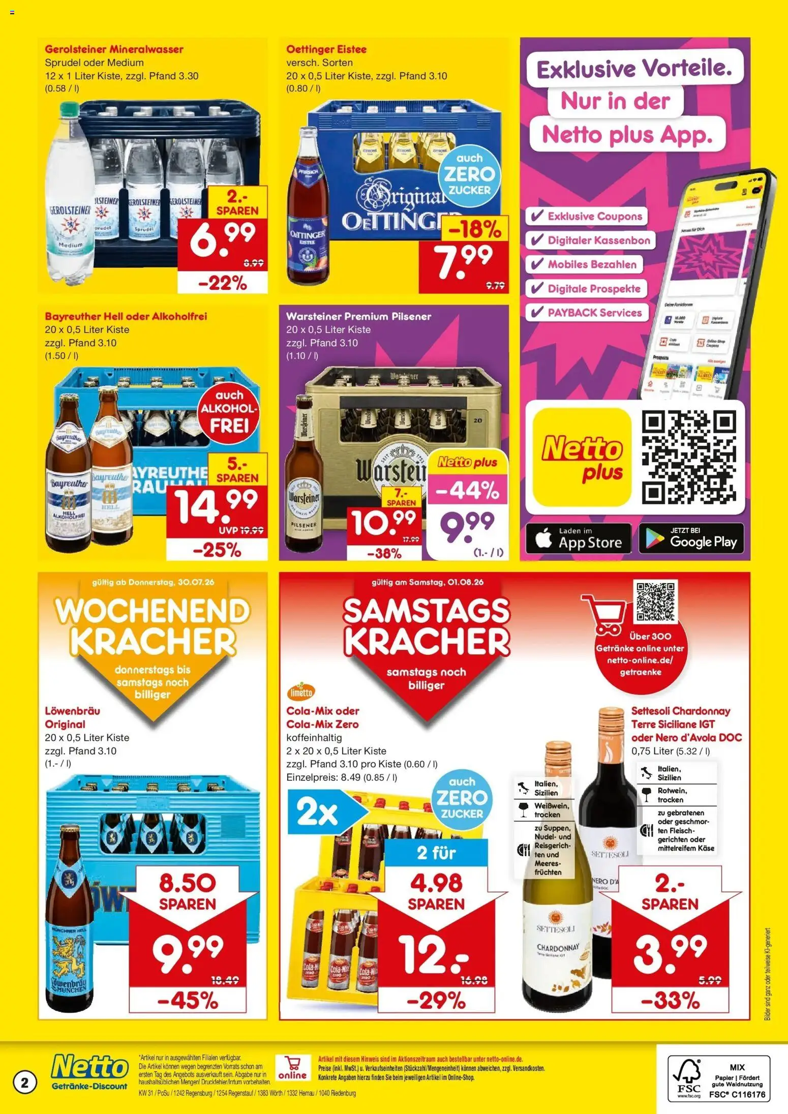 Netto Marken-Discount Prospekt Regenstauf – gültig ab 27.07.2026 | Seite: 2 | Produkte: Mineralwasser, Bilder, Fleisch, Gerolsteiner