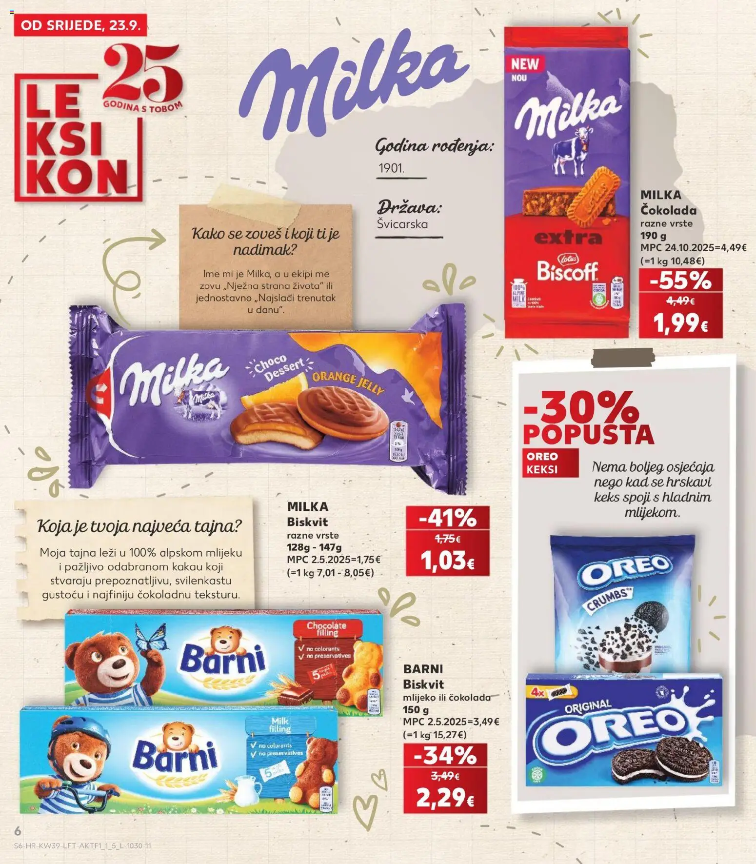Kaufland katalog | vrijedi od 23.09.2026 | Stranica: 6 | Proizvodi: Milka čokolada, Mlijeko, Keks, Biskvit