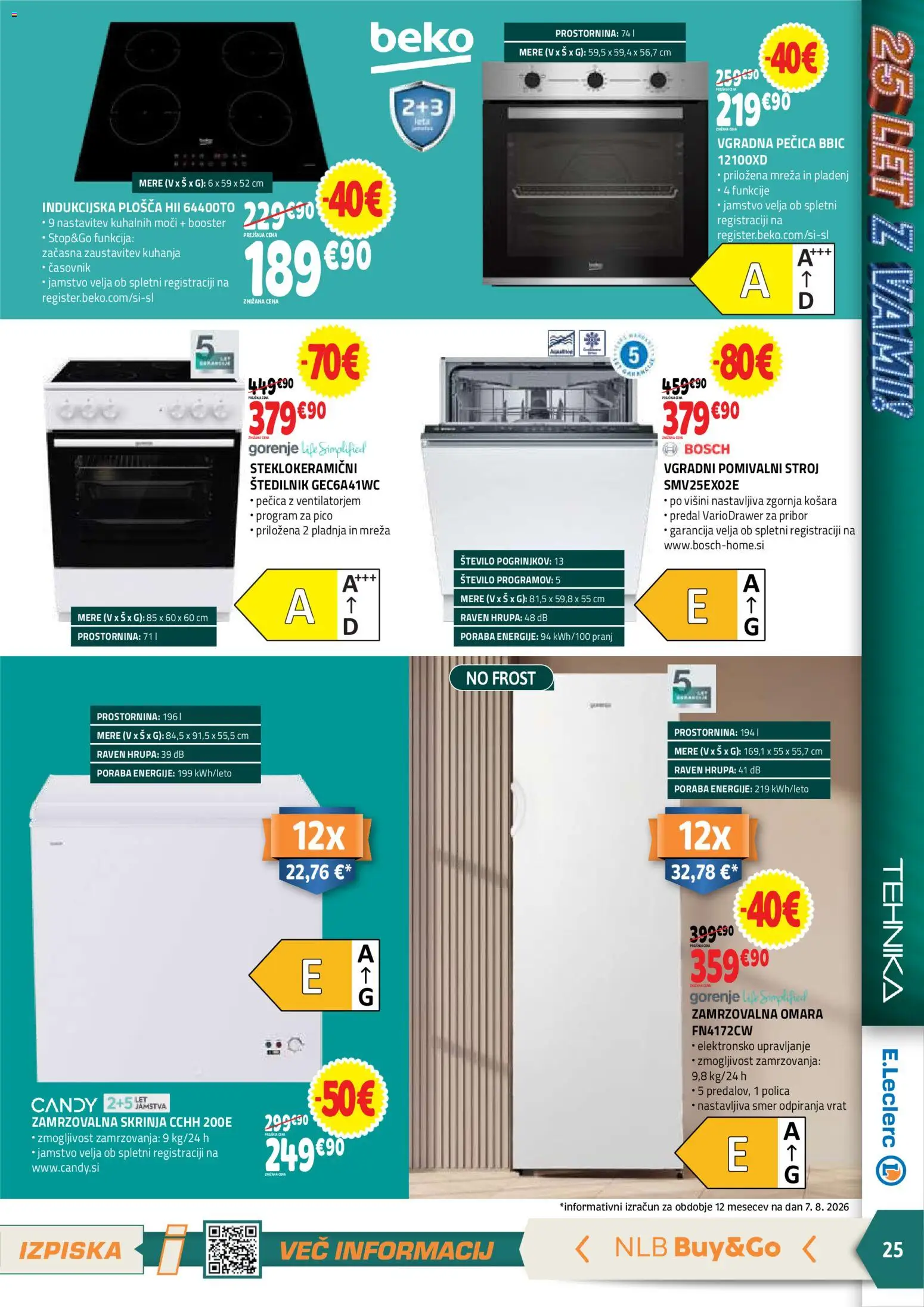 Novi E.leclerc katalog ponudbe – veljaven od 19.08.2026 | Stran: 25 | Izdelki: Pomivalni stroj, Omara, Polica, Vgradna pečica