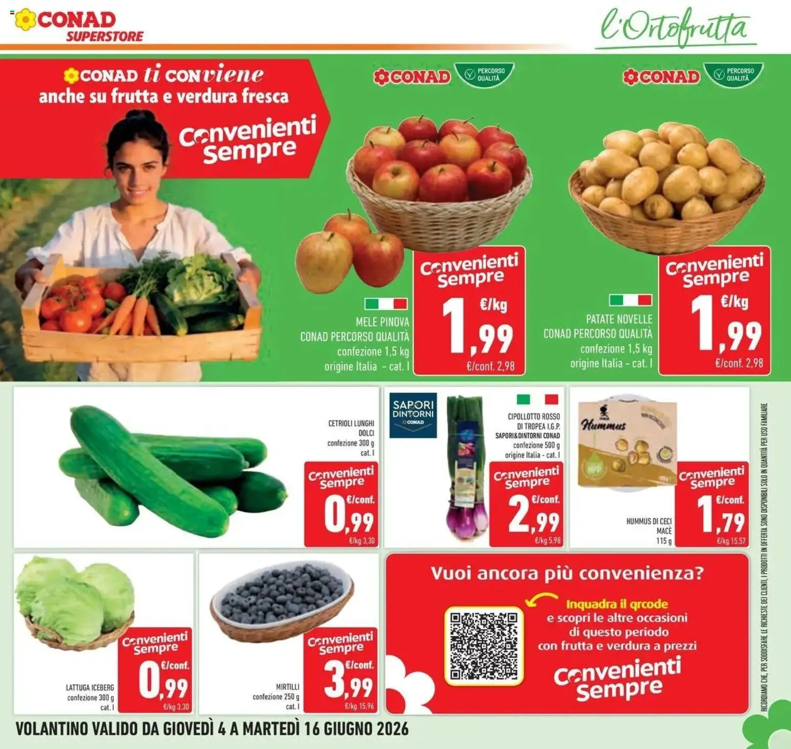 Volantino Conad del 04/06/2026 | Pagina: 11 | Prodotti: Cetrioli, Hummus, Mirtilli, Lattuga