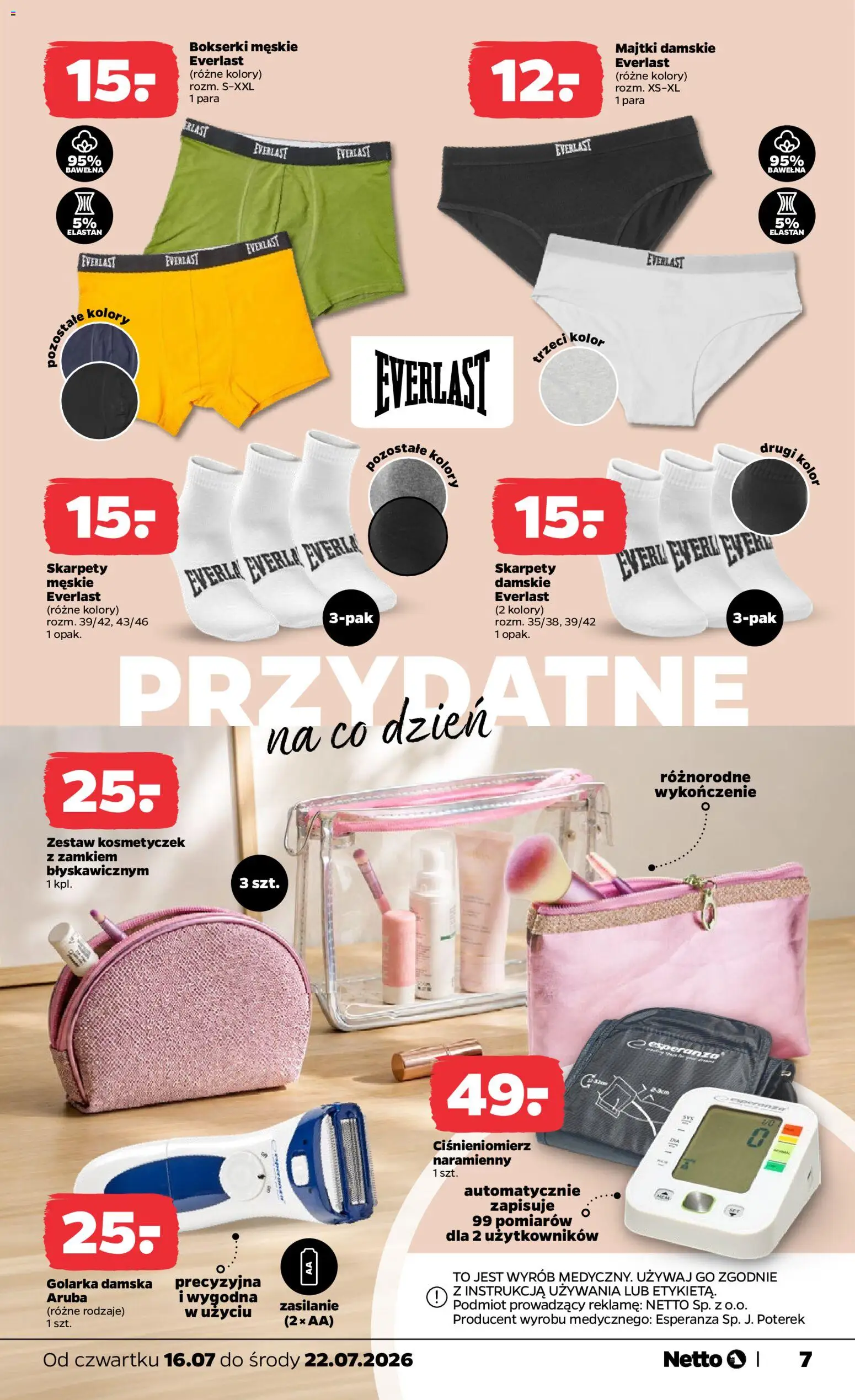 Netto gazetka od czwartku NonFood od 16.07.2026 | Strona: 7 | Produkty: Majtki, Bokserki, Monitor, Bokserki męskie