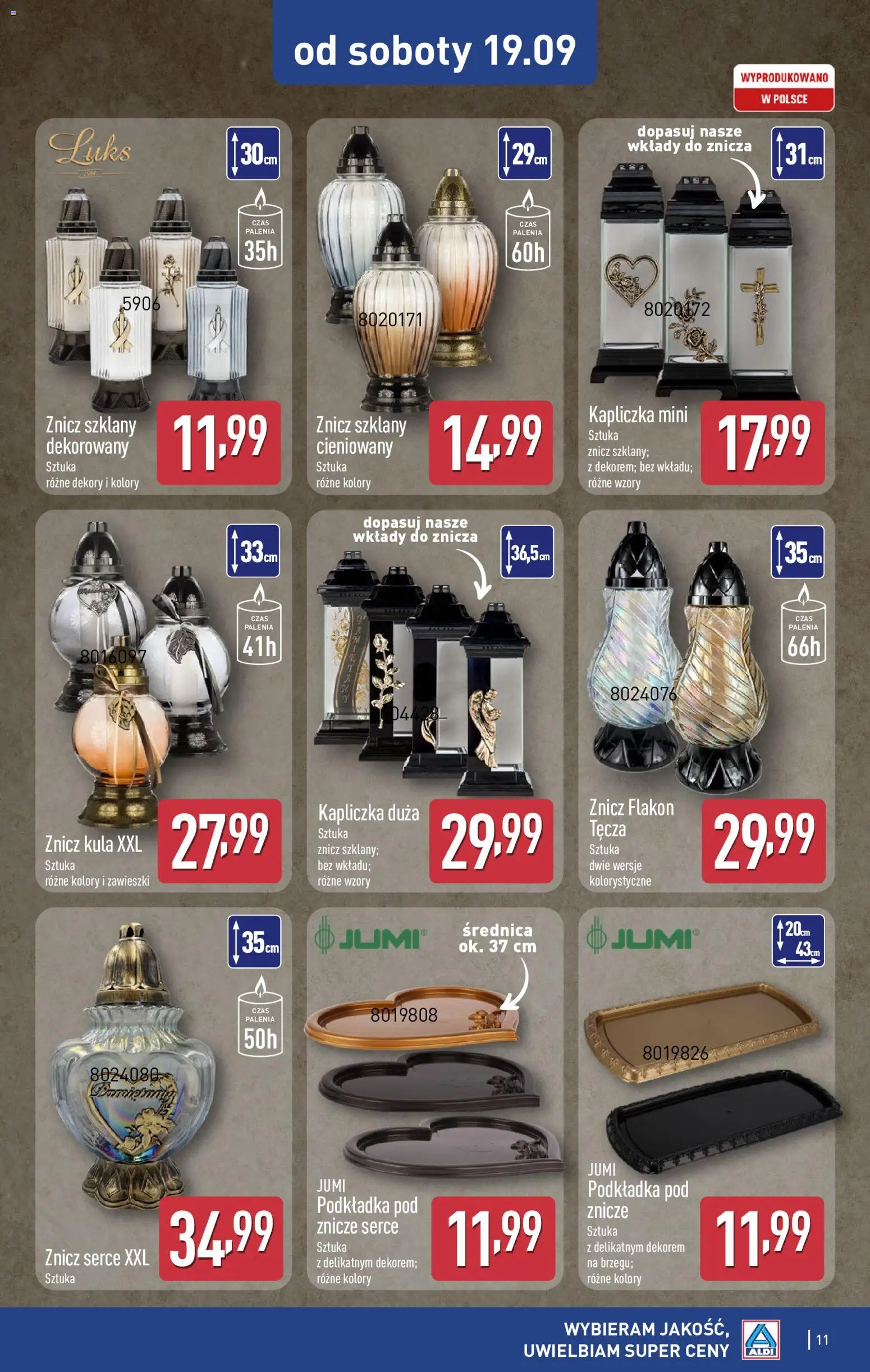Aldi gazetka - Hity od Środy i od Soboty od 16.09.2026 | Strona: 11 | Produkty: Znicze