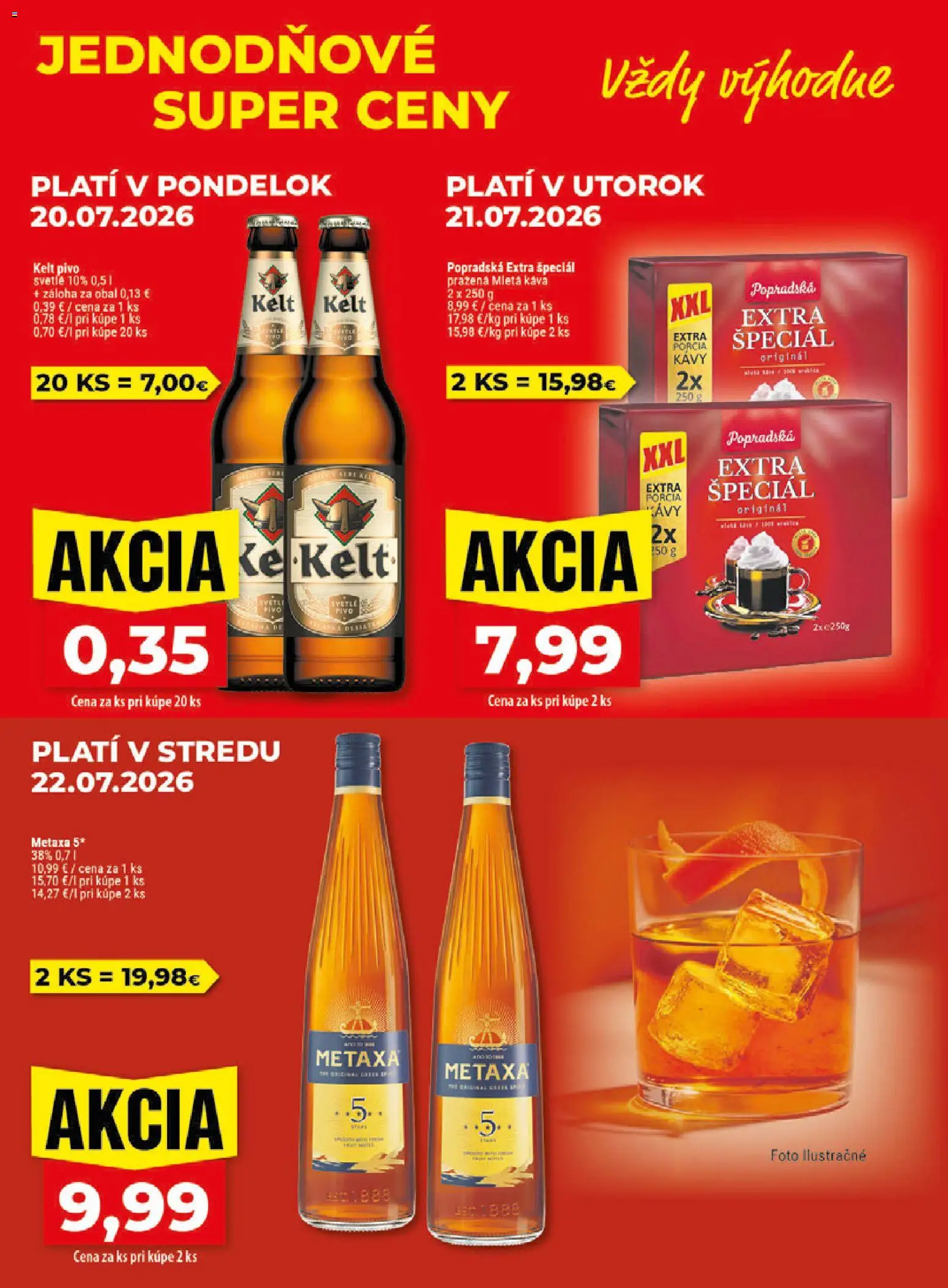 Nové Klas akcie – leták je platný od 20.07.2026 | Strana: 2 | Produkty: Metaxa, Káva, Metaxa 5*, Mletá káva