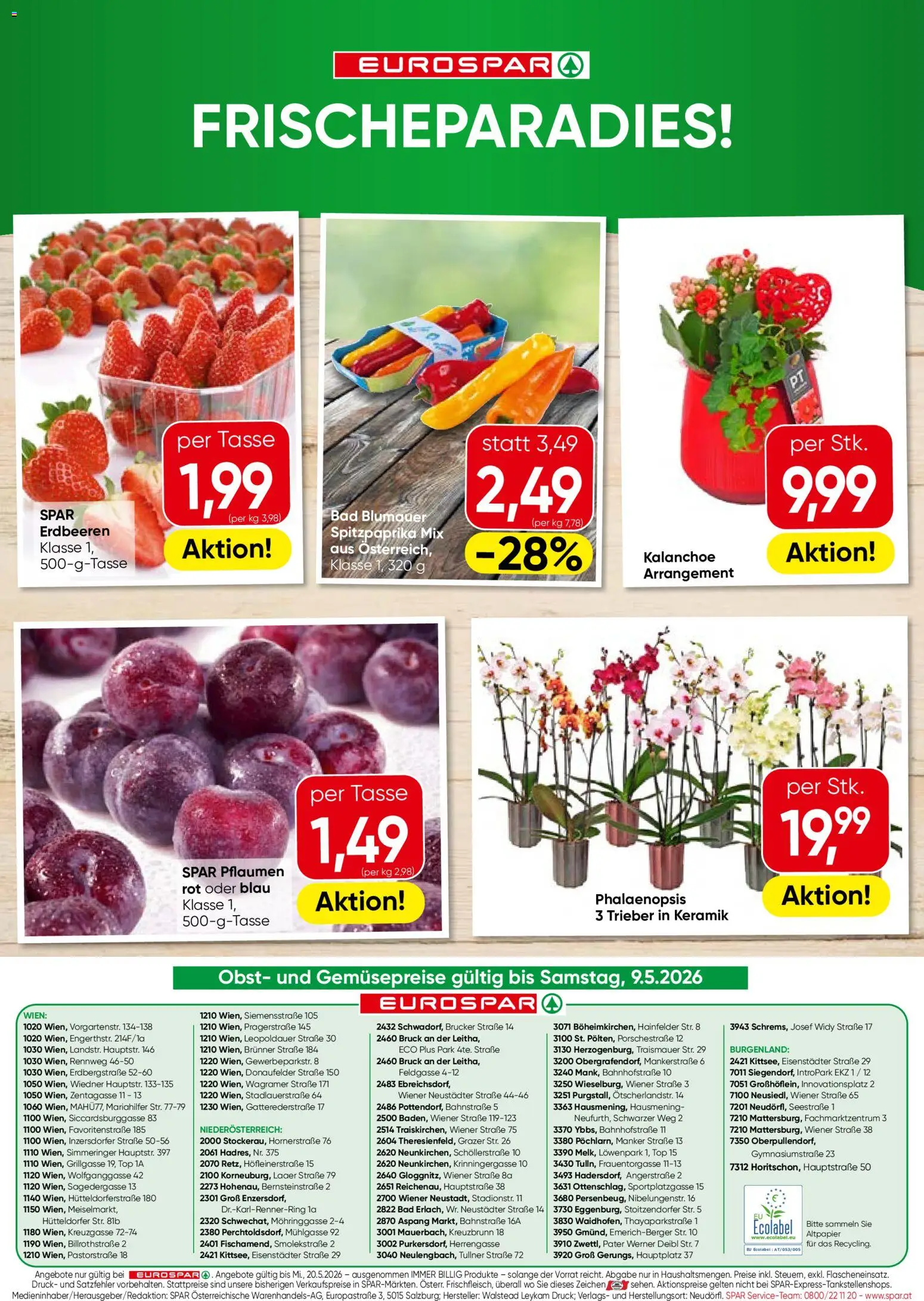 Eurospar Flugblatt gültig ab 07.05.2026 | Seite: 16 | Produkte: Erdbeeren, Obst, Bad