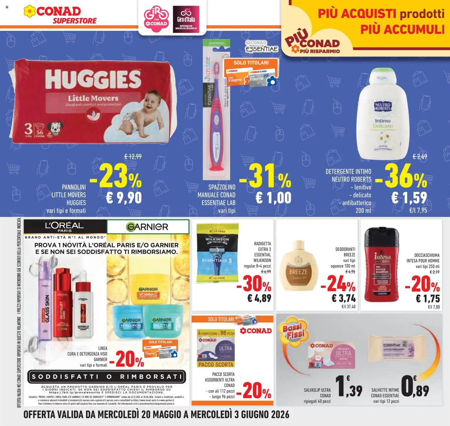Volantino Conad del 20.05.2026 | Pagina: 42 | Prodotti: Pannolini, Spazzolino, Detergente intimo, Detergente