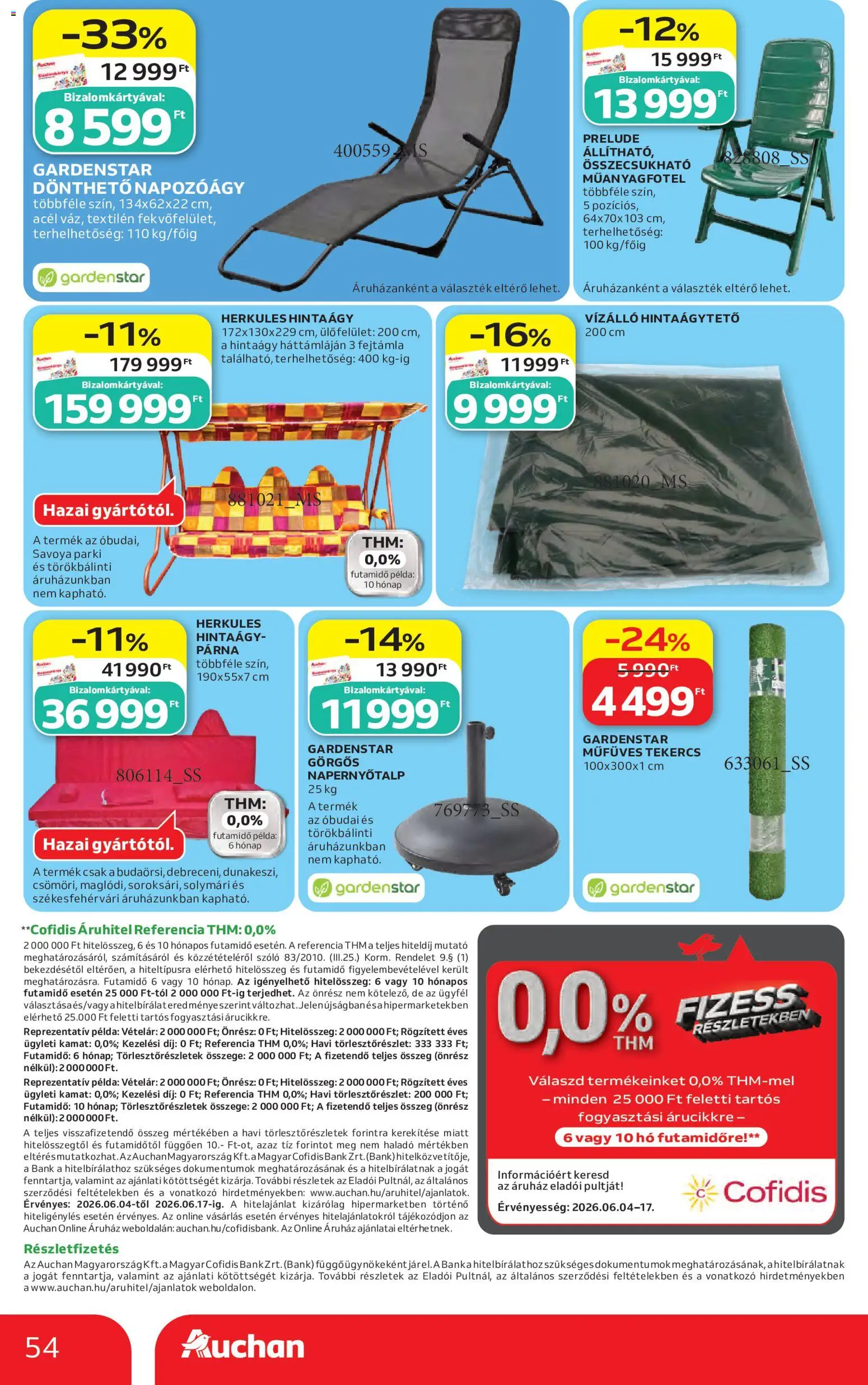 Auchan akciós ujság - amely érvényes a következő dátumtól: 04.06.2026 | Oldal: 55 | Termékek: Szőlő, Párna, Hintaágy, Napozóágy