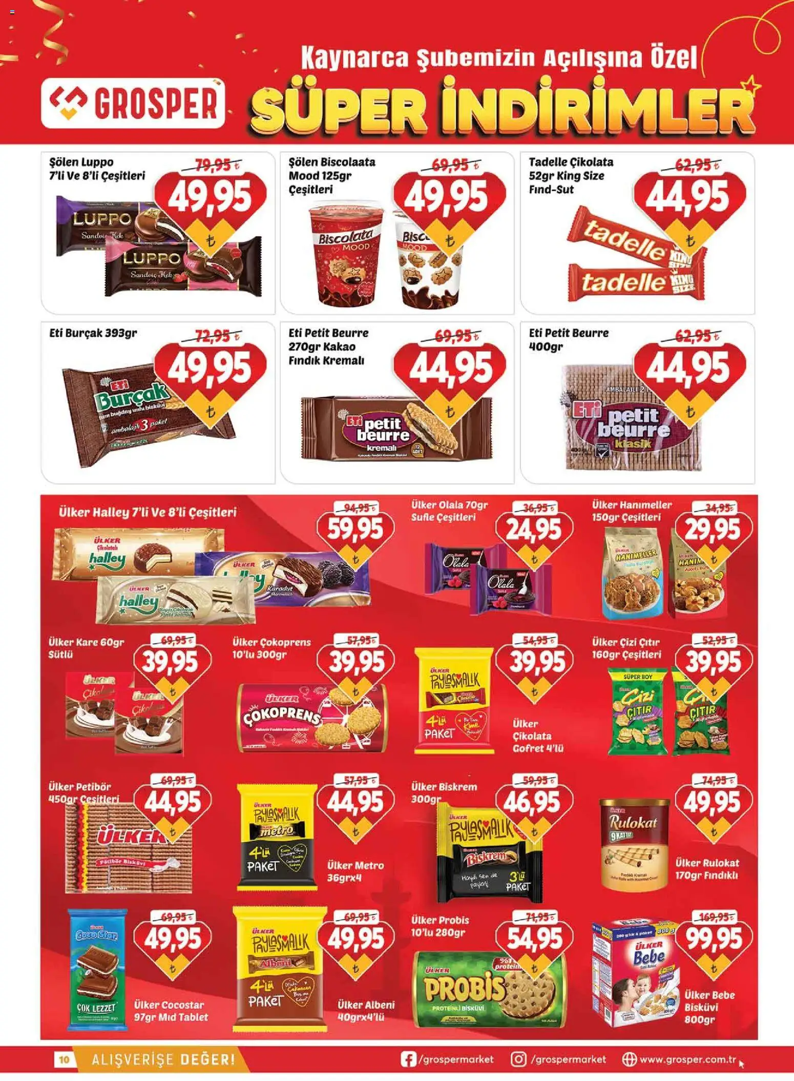 Grosper Katalog - 04.06.2026 tarihinden itibaren geçerlidir | Sayfa: 10 | Ürünler: Gofret, Çikolata, Fındık, Bisküvi