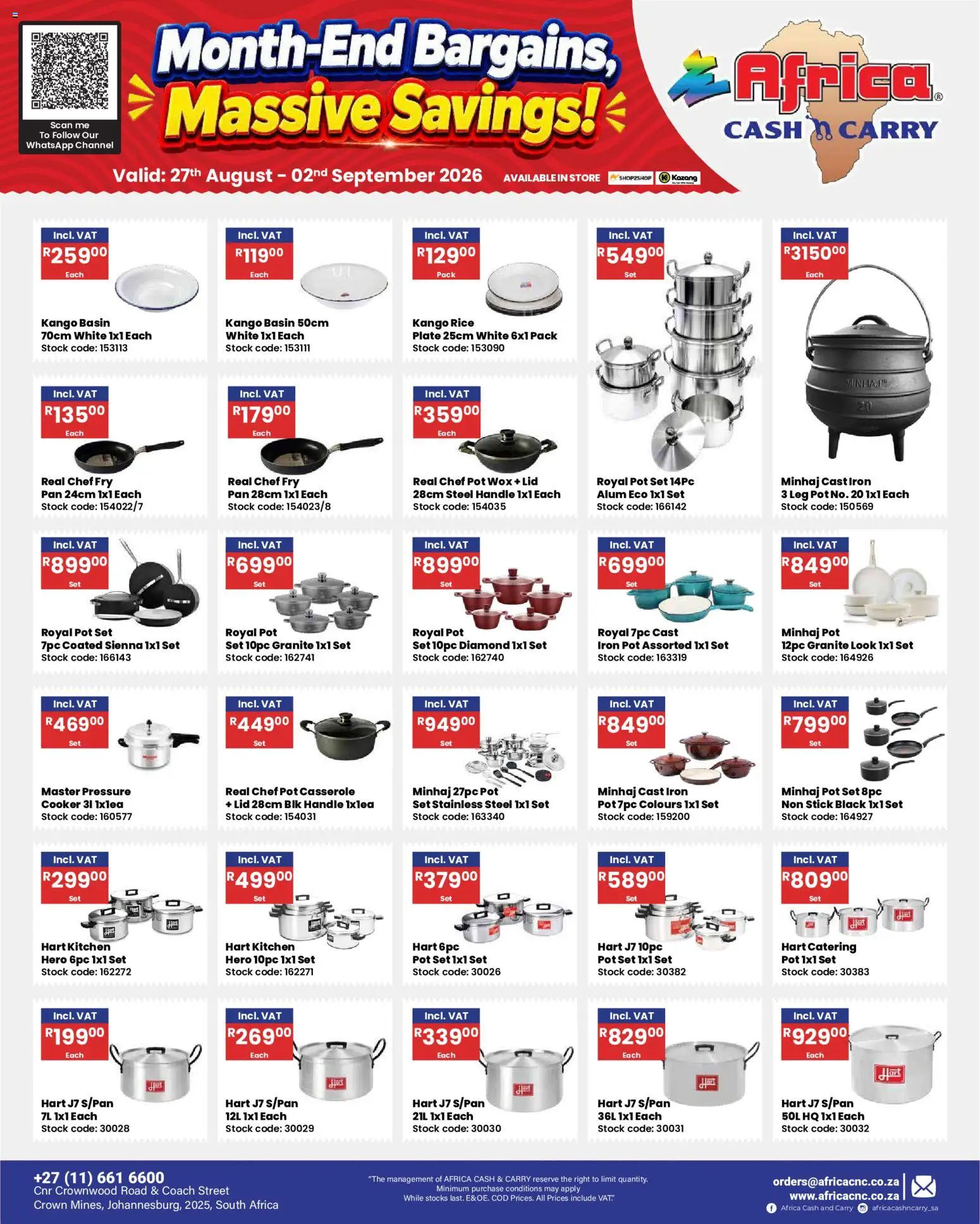 New Africa Cash & Carry catalogue – valid from 27/08/2026 | Page: 44 | Products: Plate, Iron, Rice, Stock