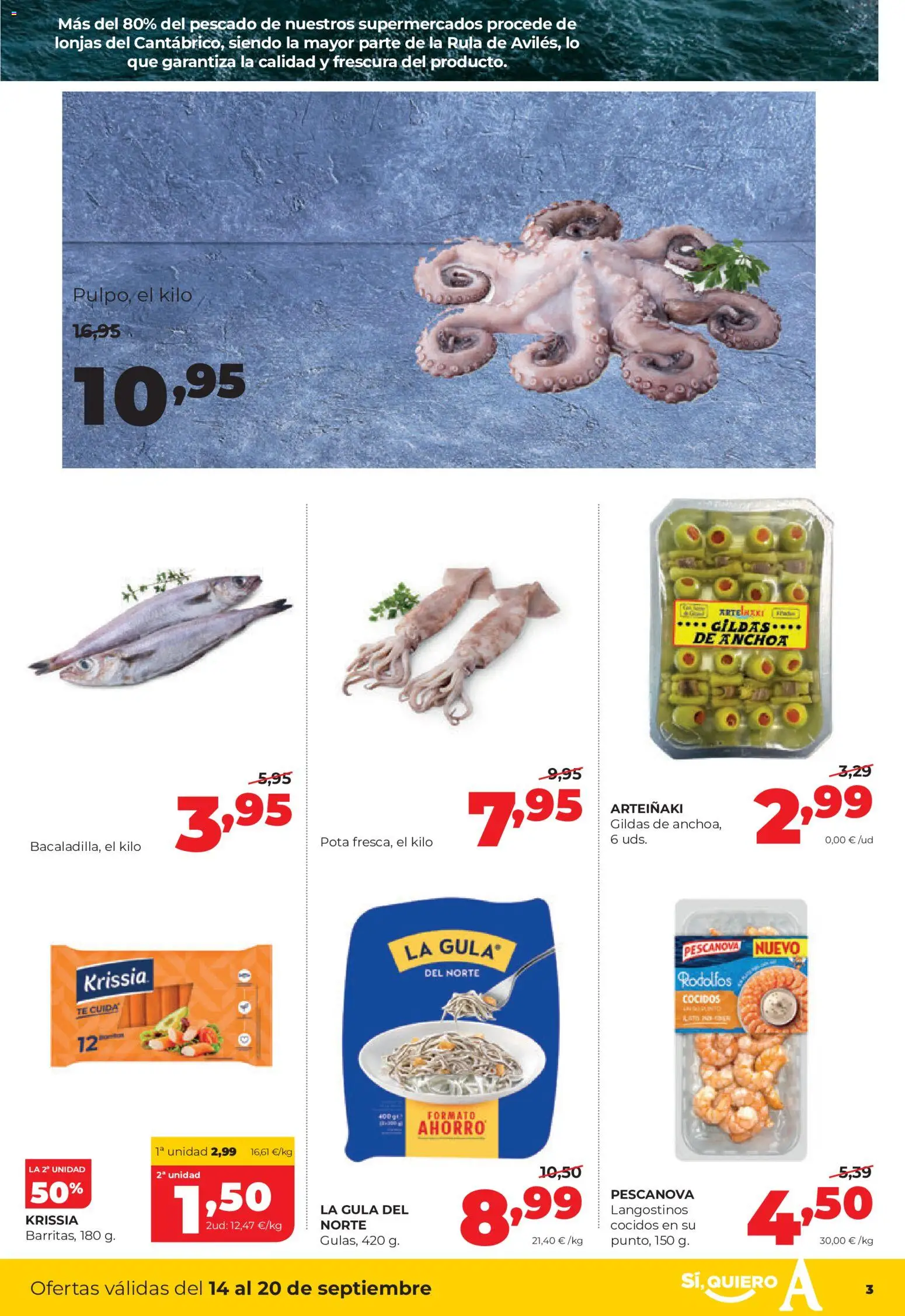 Alimerka folleto Castilla y León │ válido desde el 14/09/2026 | Página: 3 | Productos: Pescado, Té, Langostinos, Anchoa
