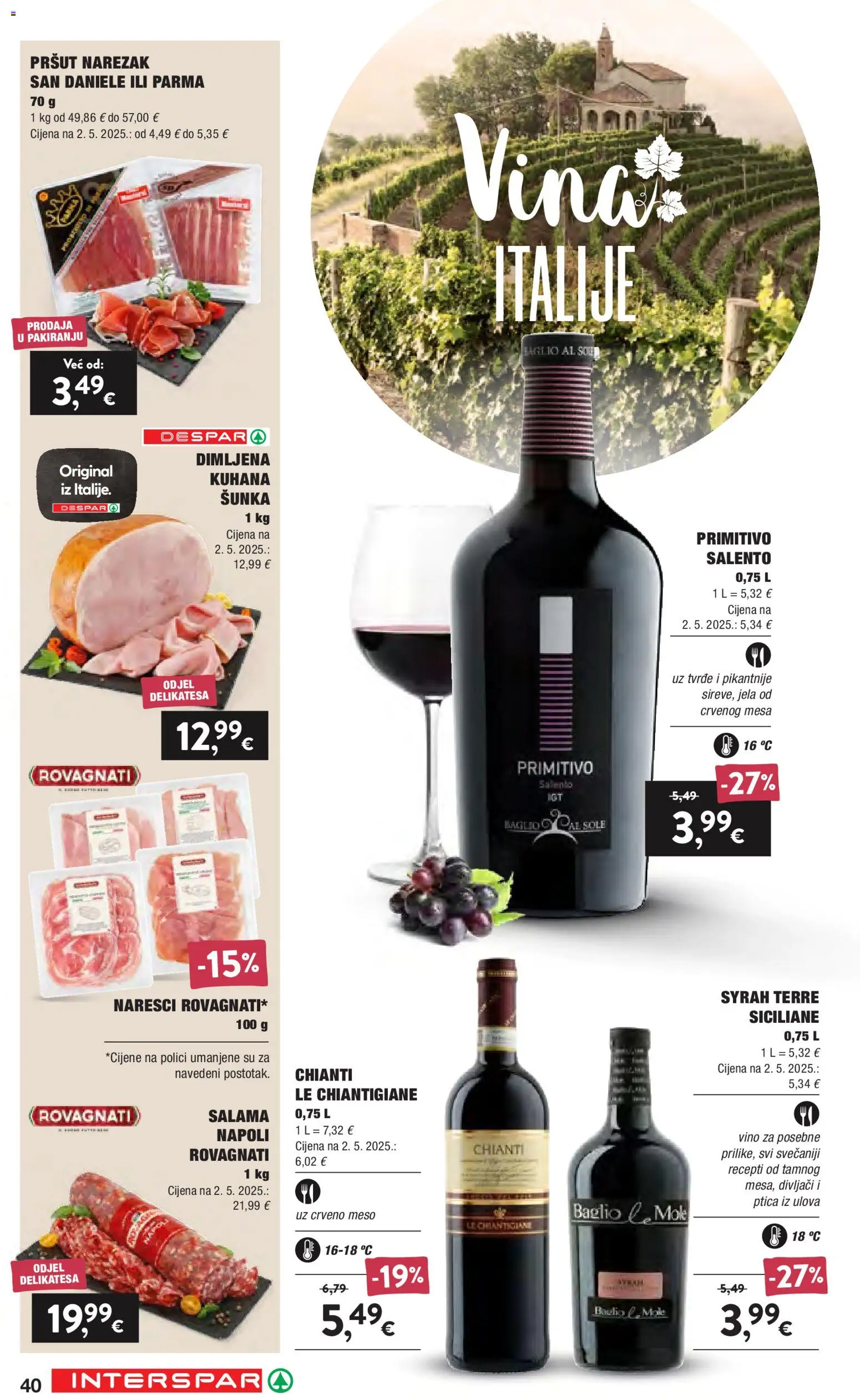 Interspar katalog | vrijedi od 16.09.2026 | Stranica: 40 | Proizvodi: Meso, Vino, Pršut, Narezak