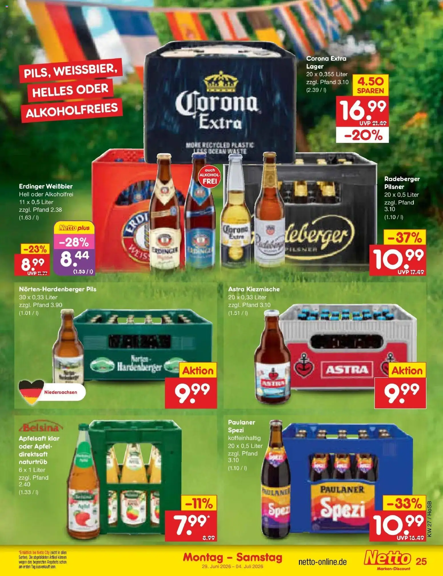 Netto Marken-Discount Prospekt Hannover – gültig ab 29.06.2026 | Seite: 37 | Produkte: Erdinger, Weißbier, Astra, Apfelsaft