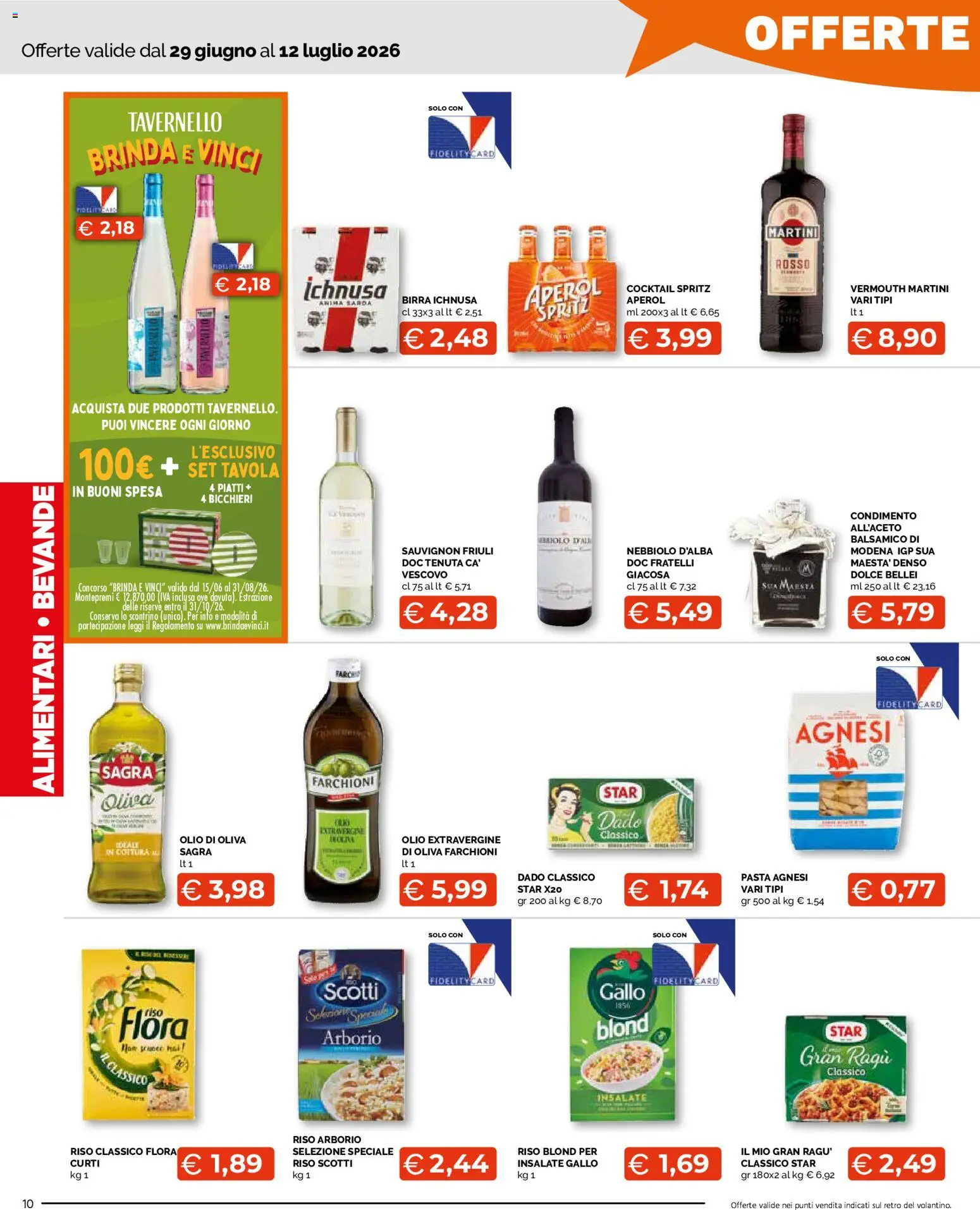 Volantino Mercatò del 29/06/2026 | Pagina: 10 | Prodotti: Birra, Riso, Olio, Aperol