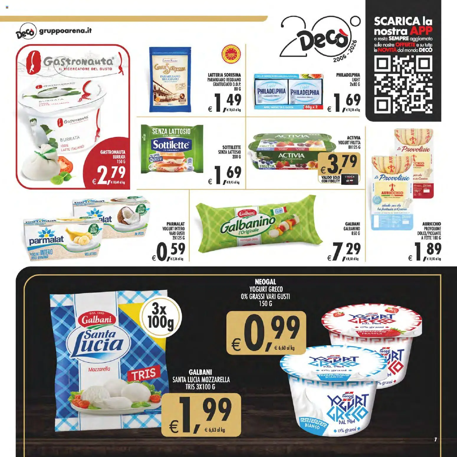 Volantino Decò del 08.05.2026 | Pagina: 7 | Prodotti: Yogurt greco, Frutta, Formaggio, Parmigiano reggiano