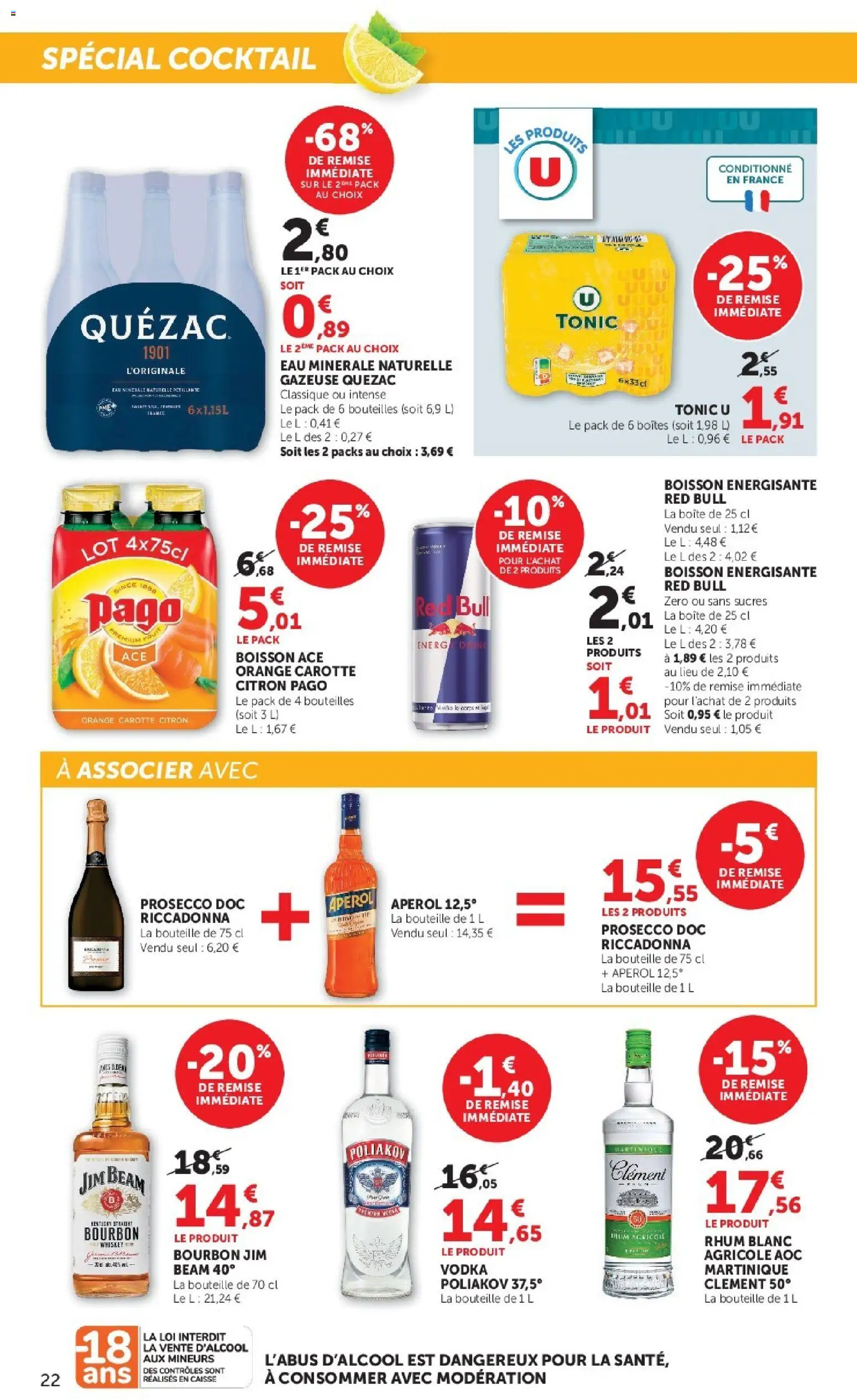 {H1} | Page: 22 | Produits: Vodka Poliakov, Eau minérale naturelle, Boisson énergisante, Bourbon