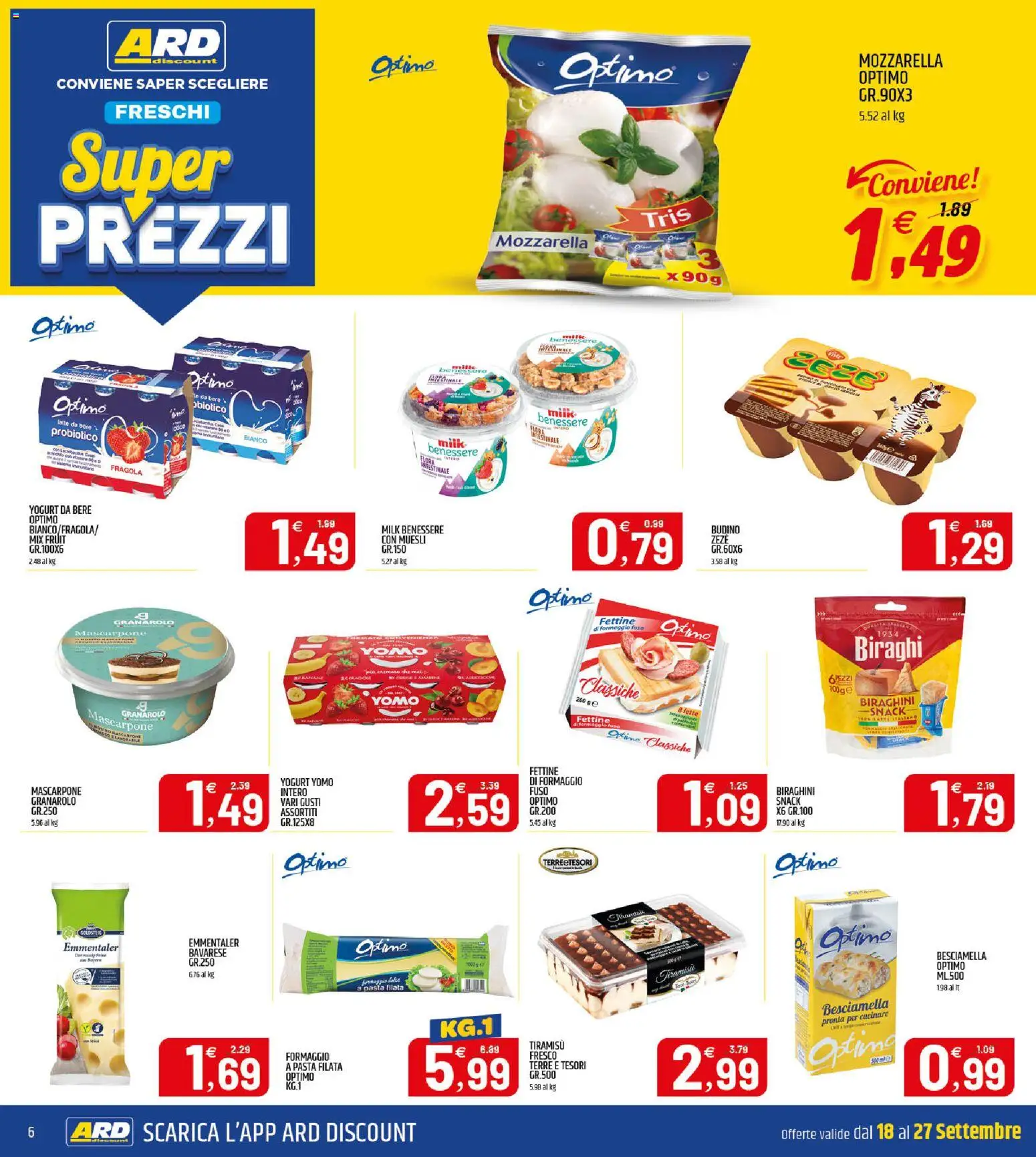 Volantino ARD Discount del 18/09/2026 | Pagina: 6 | Prodotti: Muesli, Mozzarella, Pasta, Besciamella