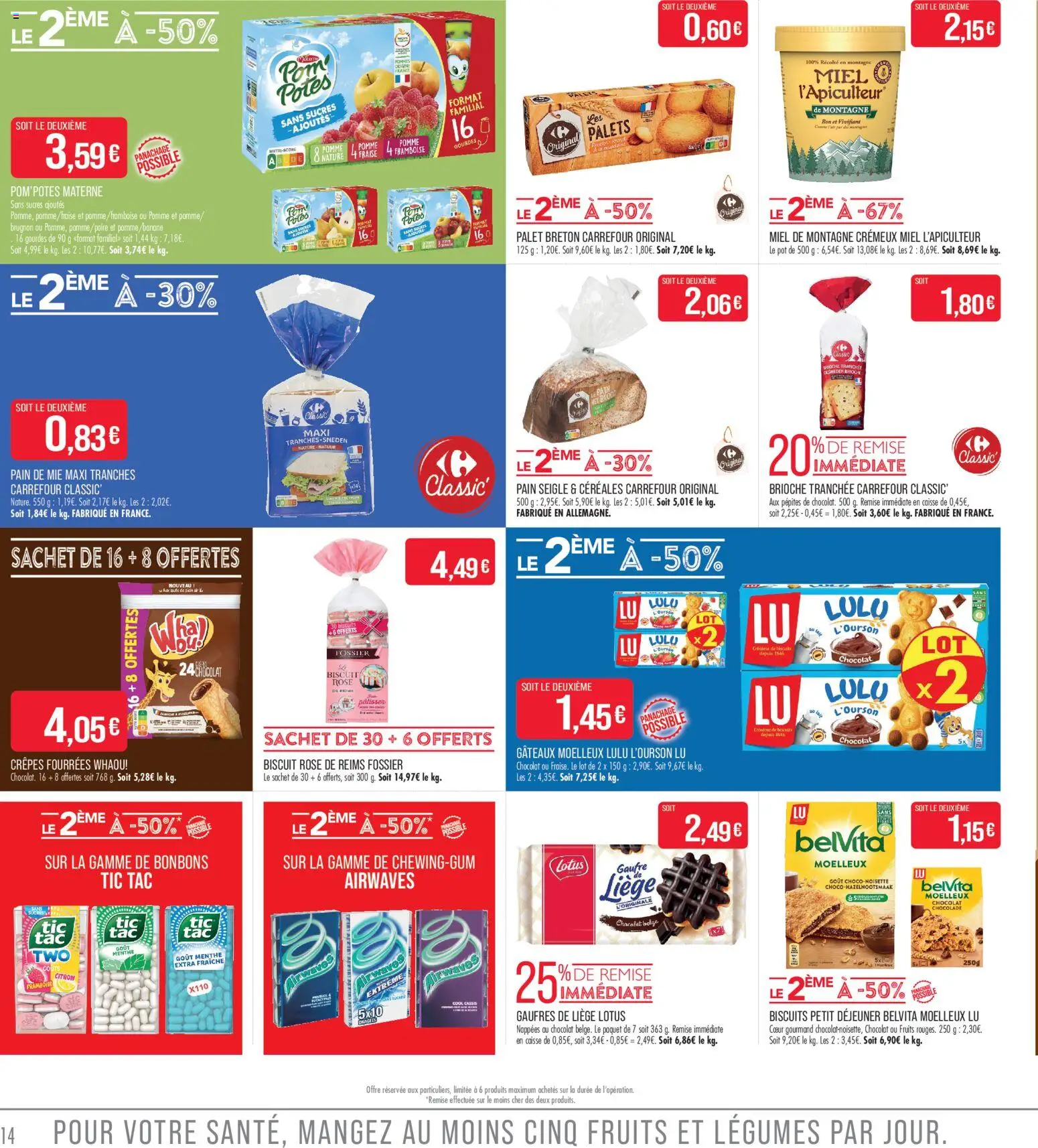 {H1} | Page: 14 | Produits: Lotus, Fruits, Chocolat, Biscuits
