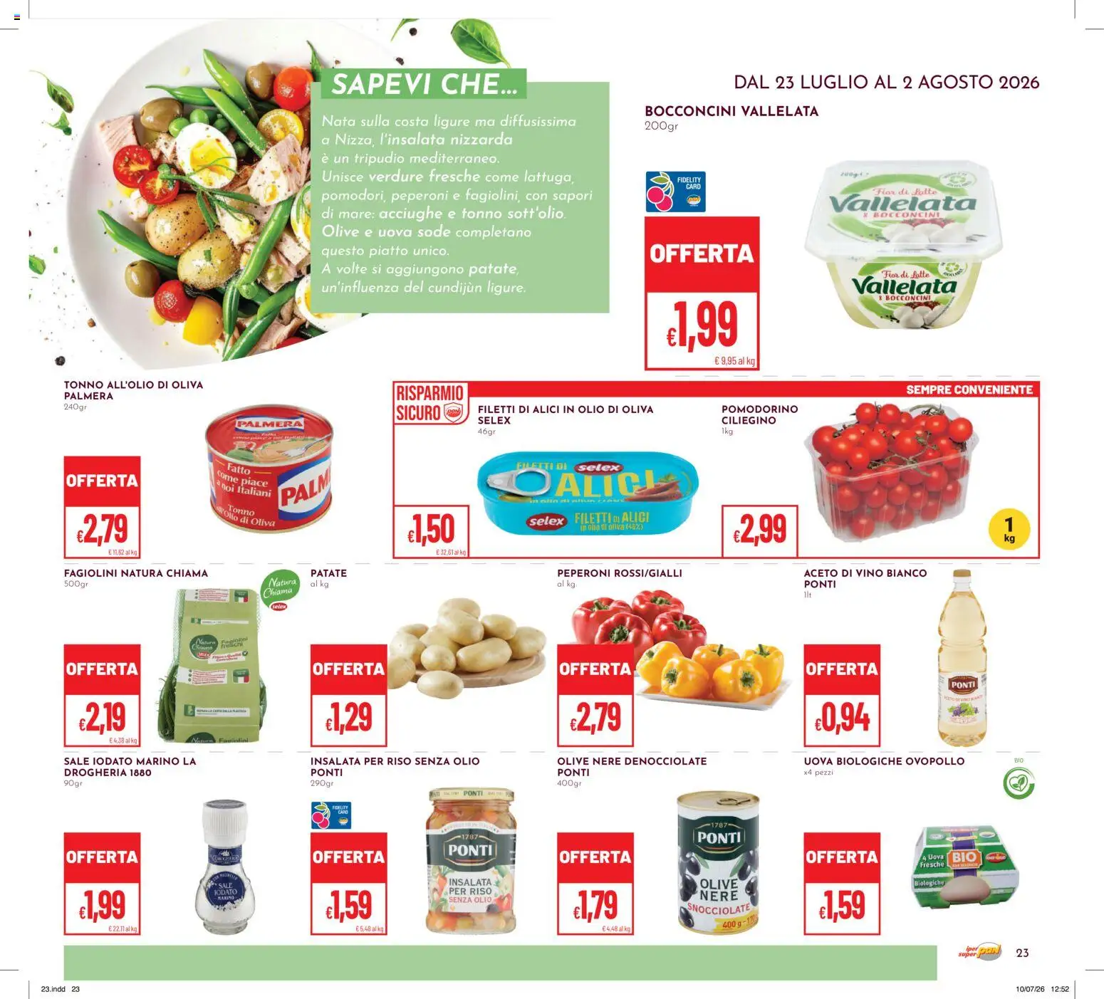 Volantino Pan del 23/07/2026 | Pagina: 23 | Prodotti: Patate, Verdure, Aceto, Olio di Oliva