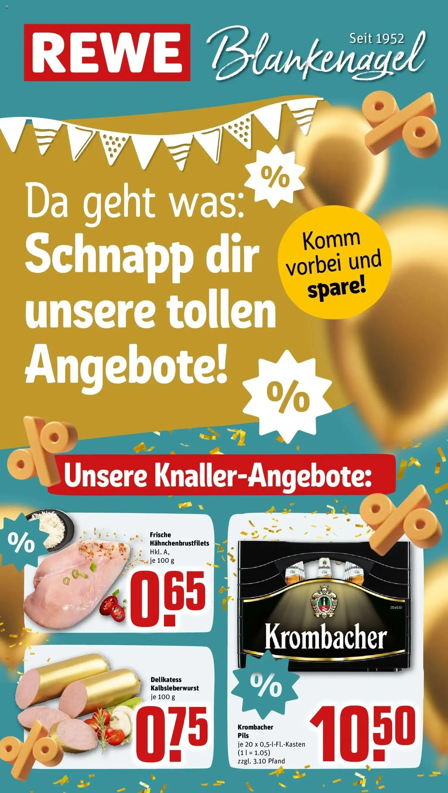 REWE Prospekt ab 19.10.2026 zum Blättern » Angebote | Seite: 1 | Produkte: Pils, Krombacher