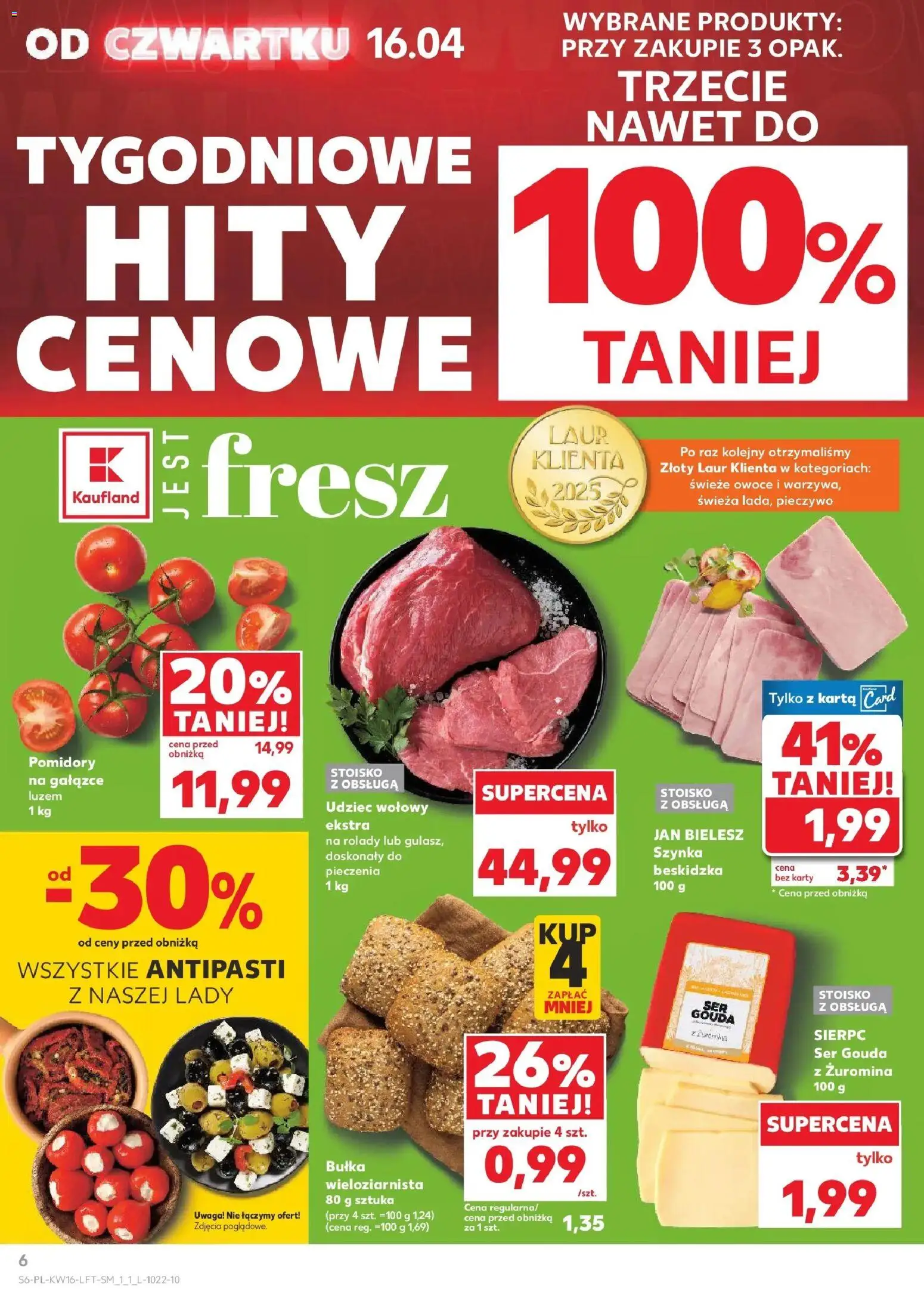 Kaufland gazetka od 16.04.2026 | Strona: 6 | Produkty: Pieczywo, Karta, Owoce, Ser gouda